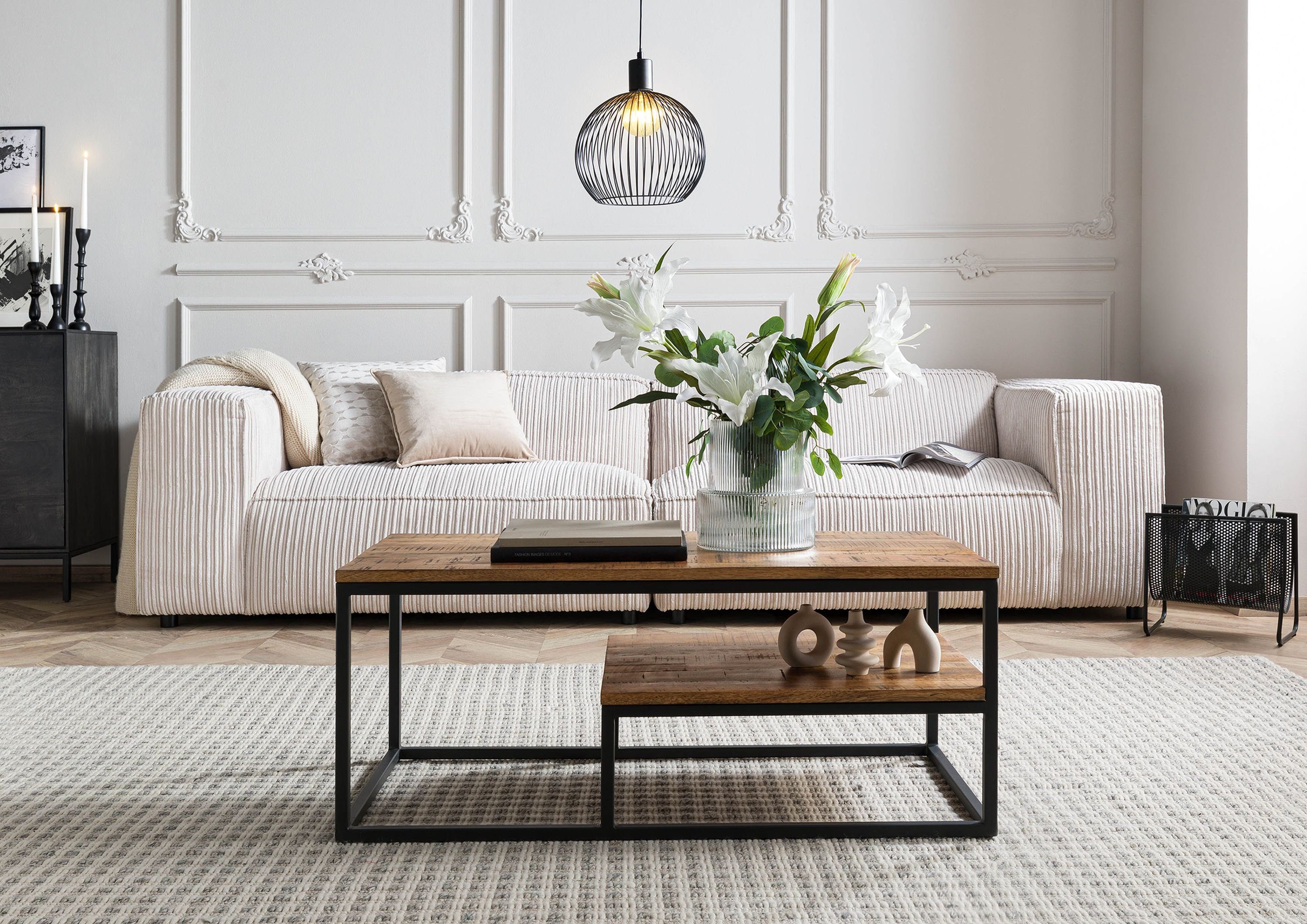 Massivmoebel24 Couchtisch Mango 100x50x43 hellbraun geölt LOUNGE COLLECTION günstig online kaufen