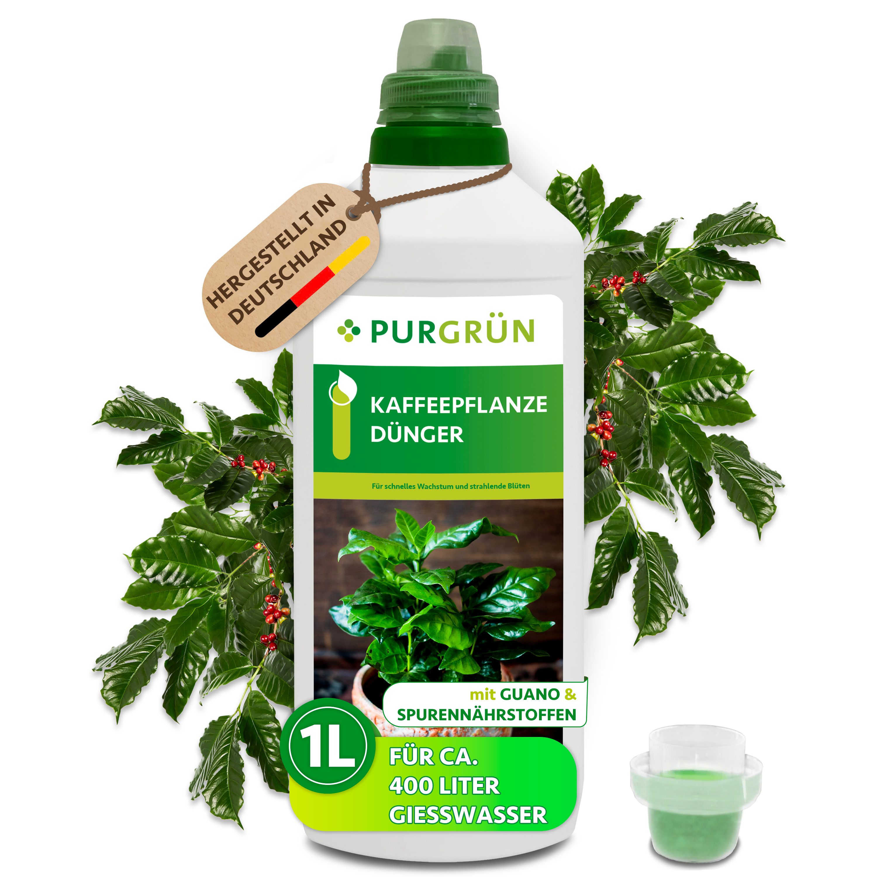 Purgrün Universaldünger Kaffeepflanze Dünger, NPK 7+5+6, Wachstum, 1 Liter, Flüssigdünger, 1-St., 1 Liter