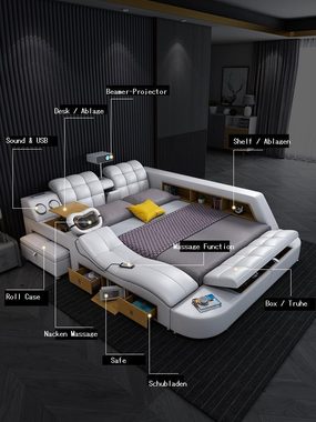 JVmoebel Multimediabett Multifunktion Betten TV beamer Usb Led Massage Funktion Bett Sofort (1-tlg), Made in Europa