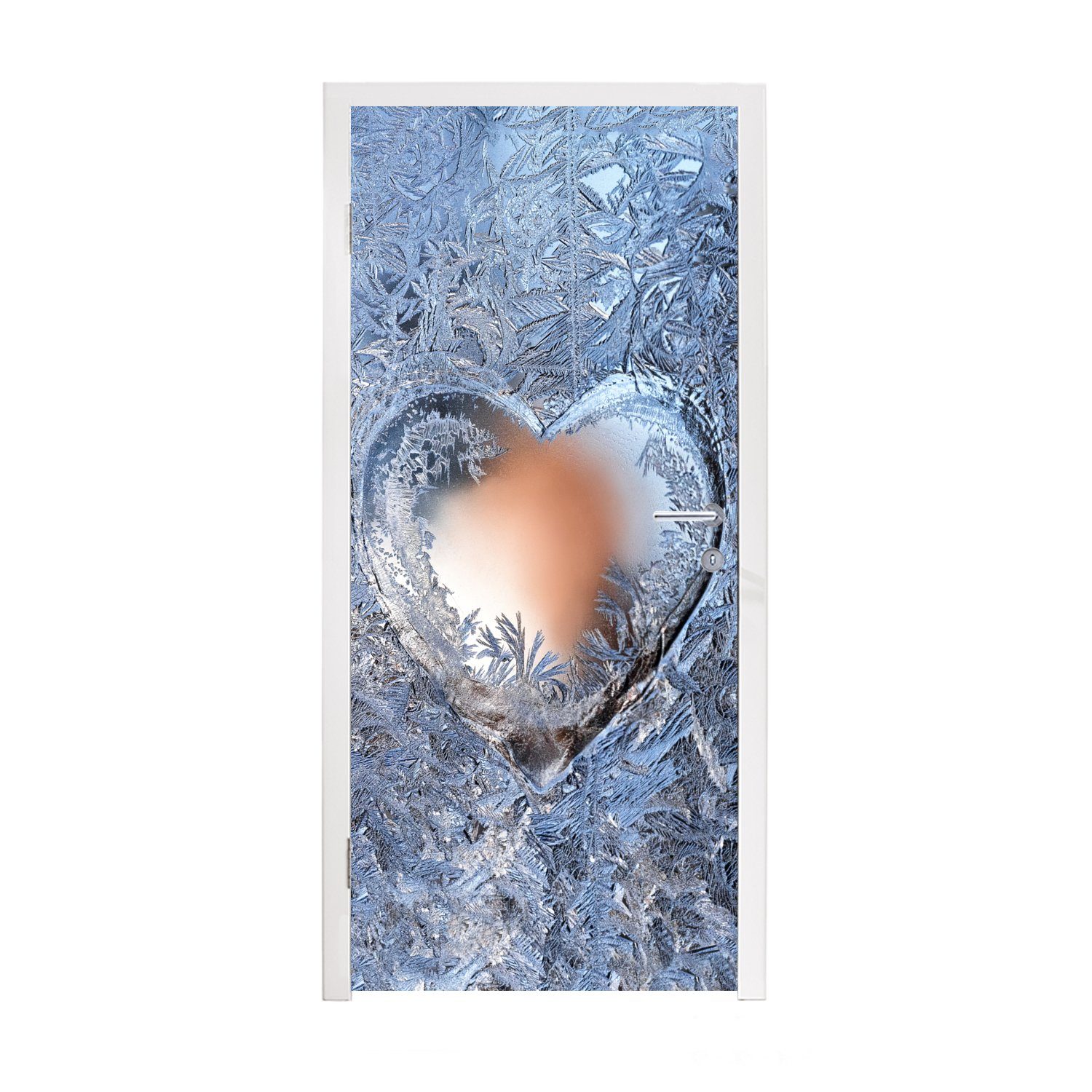 Winter, bedruckt, für Herz cm Türaufkleber, 75x205 Türtapete - Eiscreme - Matt, MuchoWow Tür, Fototapete (1 St),