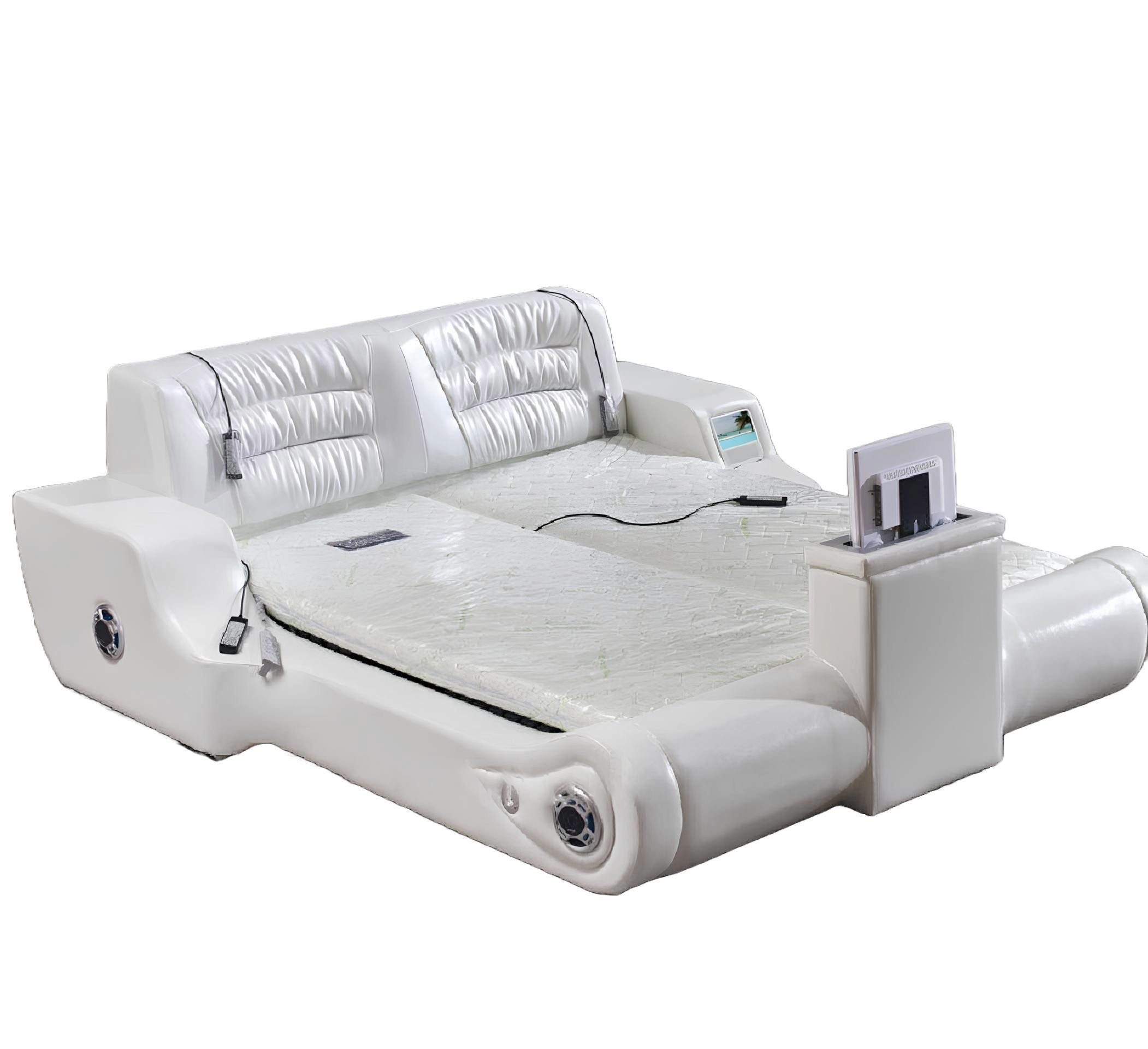 JVmoebel Multimediabett Luxus Polsterbett in Weiß mit modernem Design und Multifunktion (1-tlg., Bett), Made in Europa