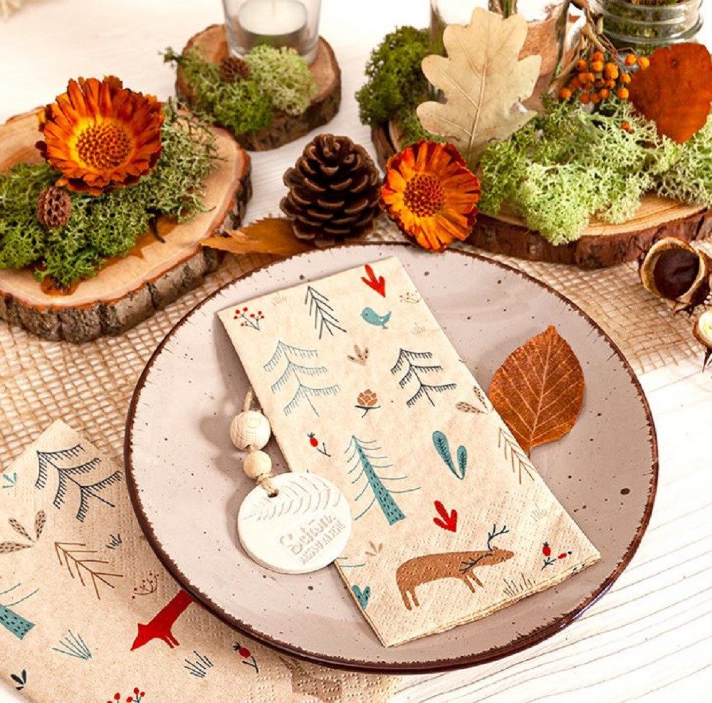 HOME FASHION Papierserviette Motivservietten, recyceltes Tissue ECO LINE Alltag, Tischdeko, (20 St), Servietten, Sommer, Frühling, Herbst, Winter Kollektion