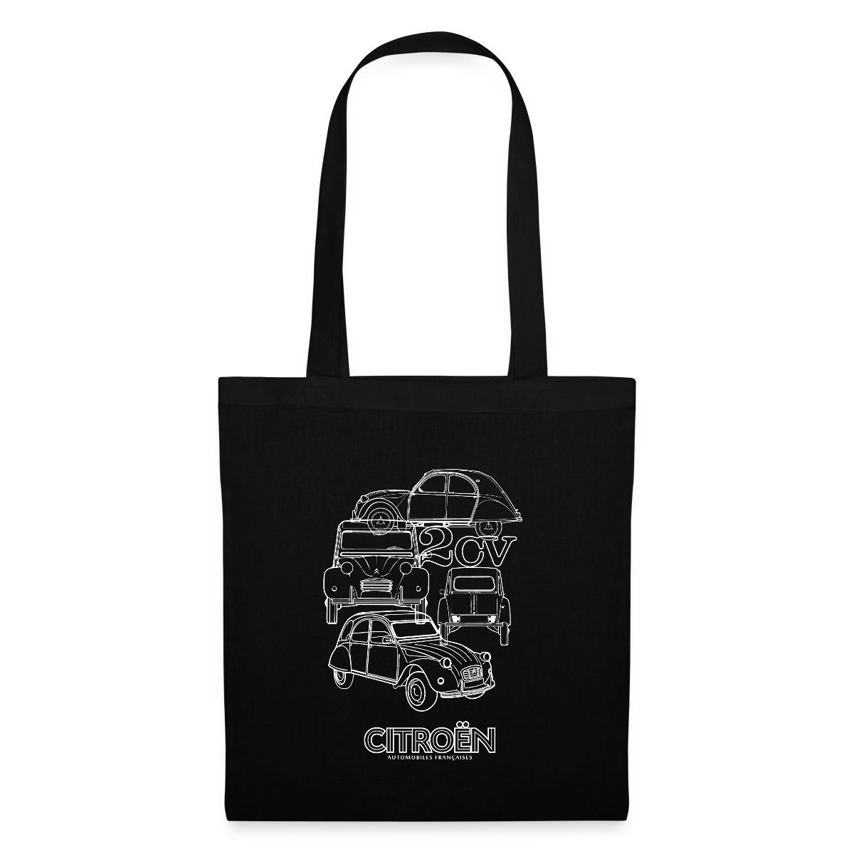 Henkeltasche Citroën 2CV Ente Skizze Stoffbeutel