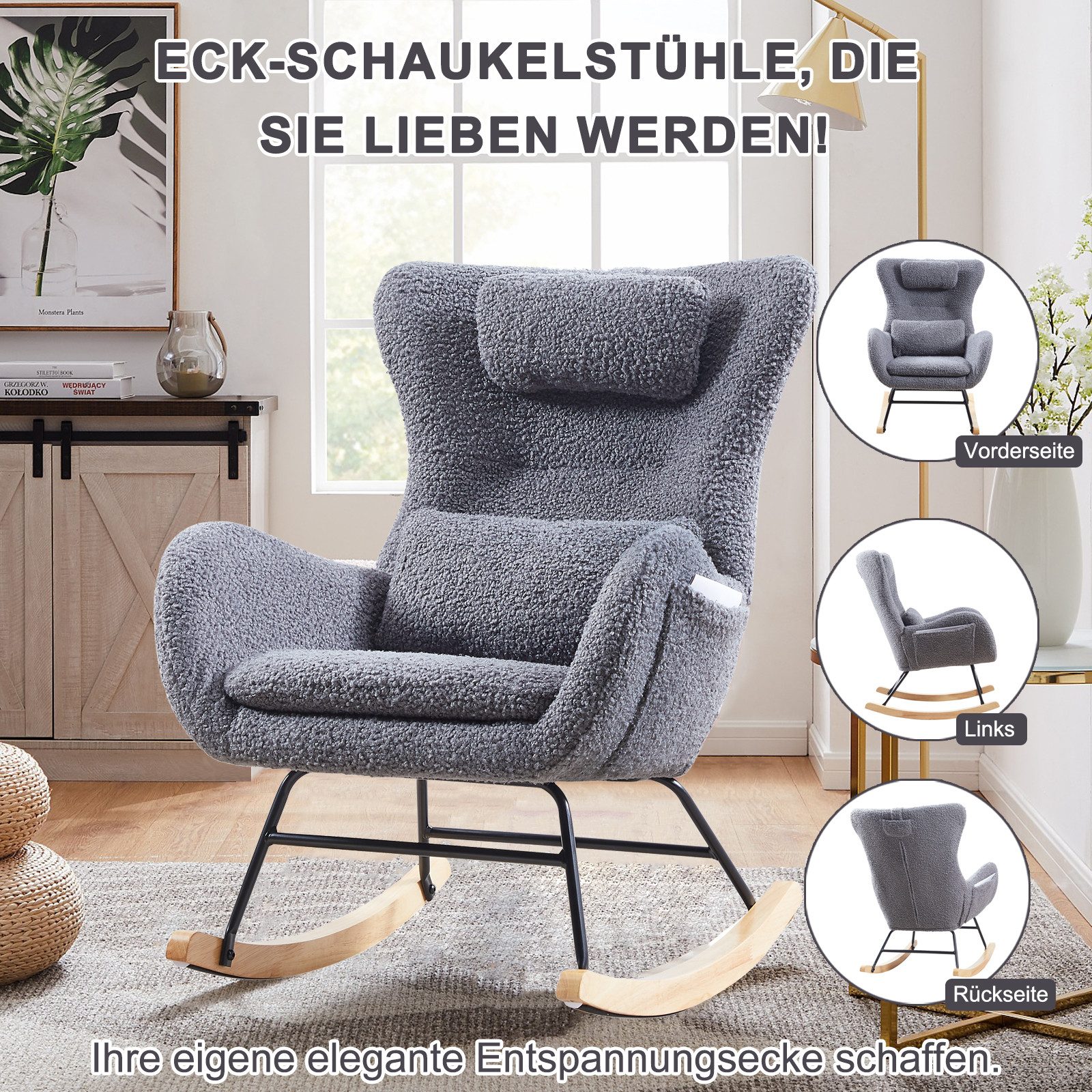 HAUSS SPOLE Schaukelstuhl mit hoher Rückenlehne, günstig online kaufen