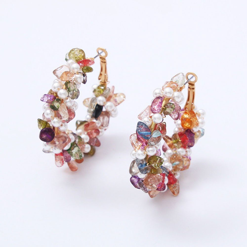 LAKKEC Paar Ohrhänger Paar Kreis-Ohrringe Brautschmuck im Bohemian-Stil Perle Damenschmuck