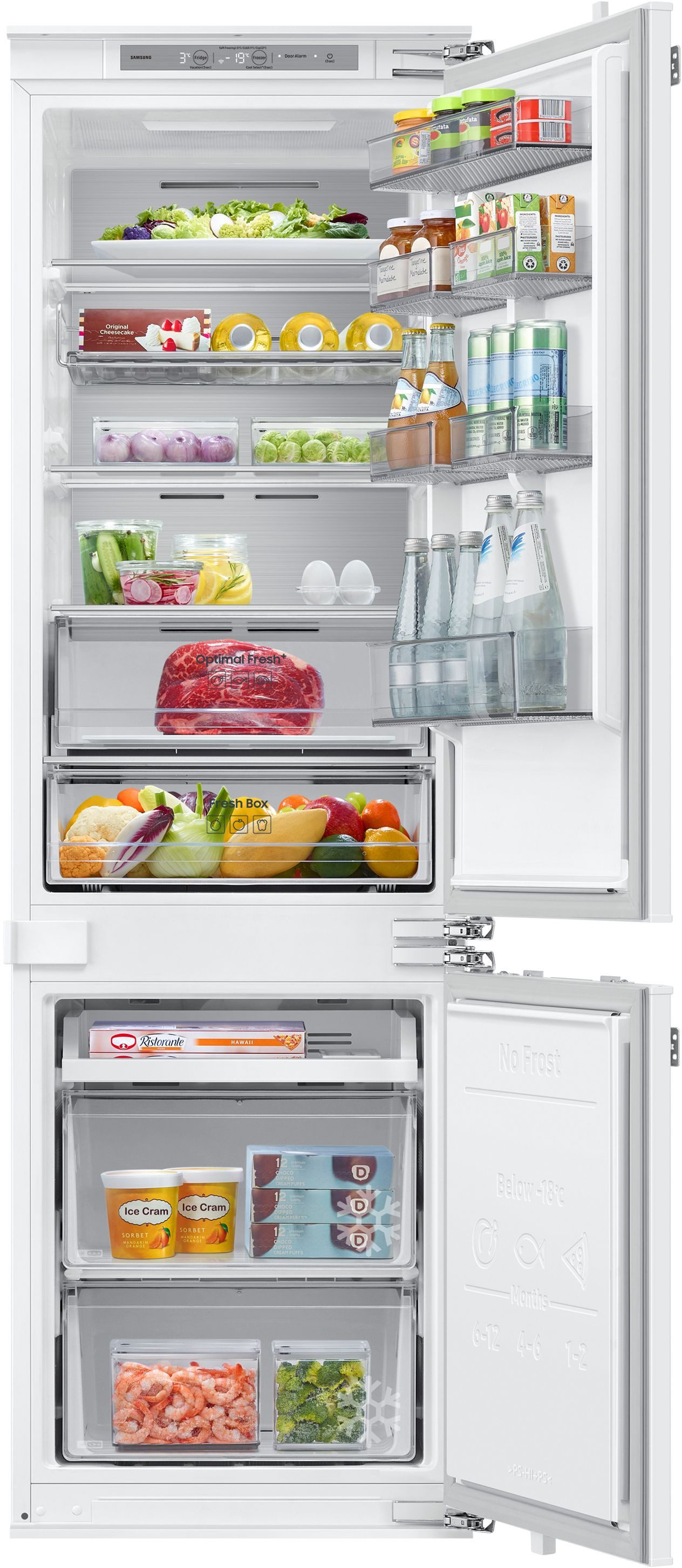 Samsung Einbaukühlgefrierkombination BRB8OF BRB80F26ACFO, 177,5 cm hoch, 54 cm breit, Optimal Fresh+ - Langanhaltende Frische für Fleisch und Fisch