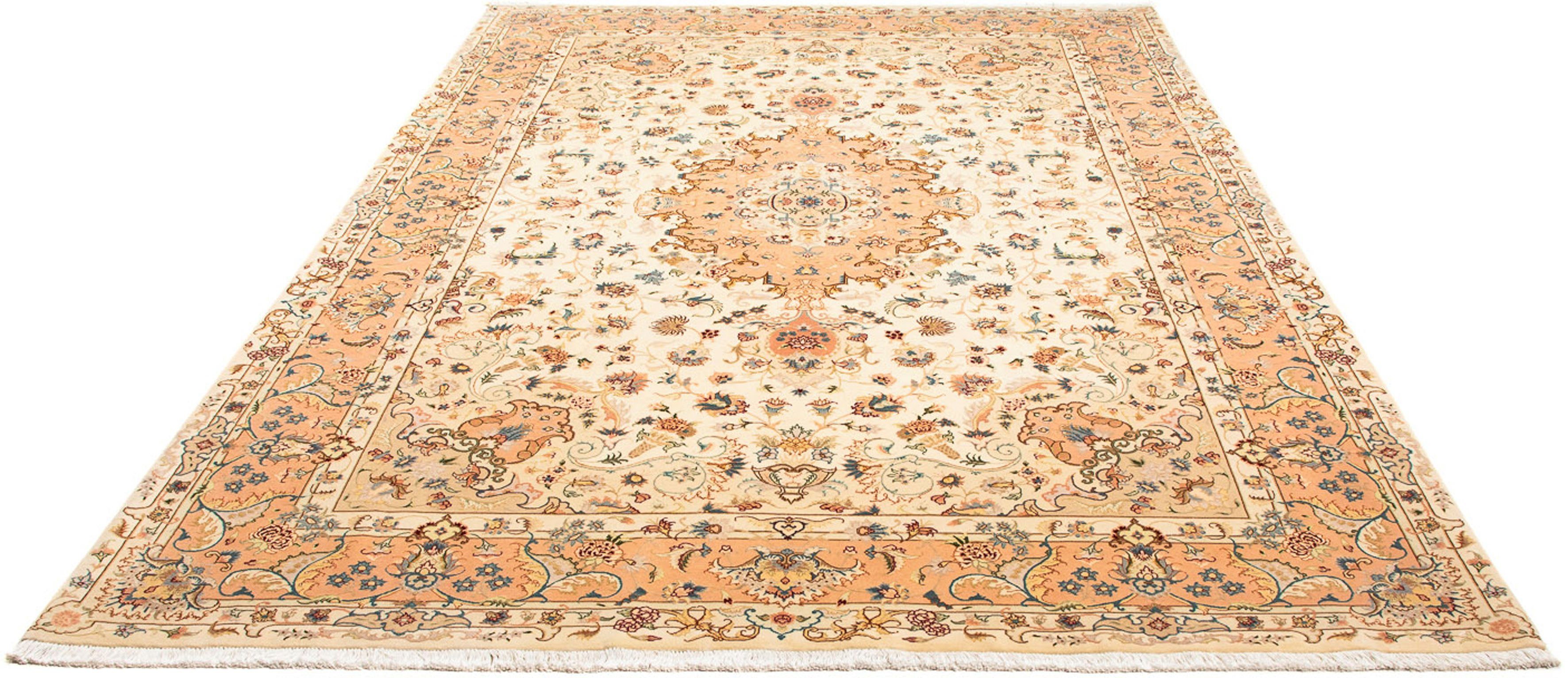 Orientteppich Perser - Täbriz - Royal - 300 x 202 cm - beige, morgenland, rechteckig, Höhe: 7 mm, Wohnzimmer, Handgeknüpft, Einzelstück mit Zertifikat