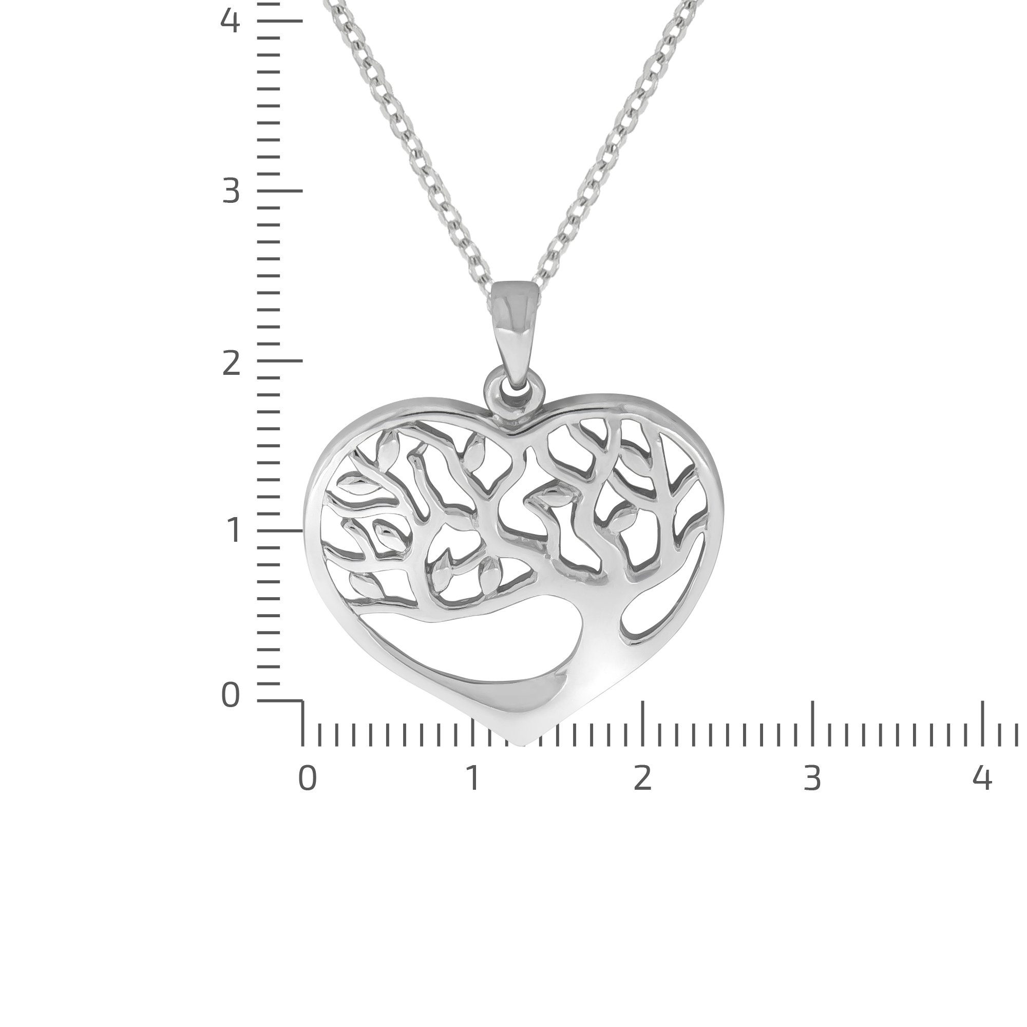 Zeeme Kette mit Anhänger 925/- Sterling Silber rhodiniert Baum Herz