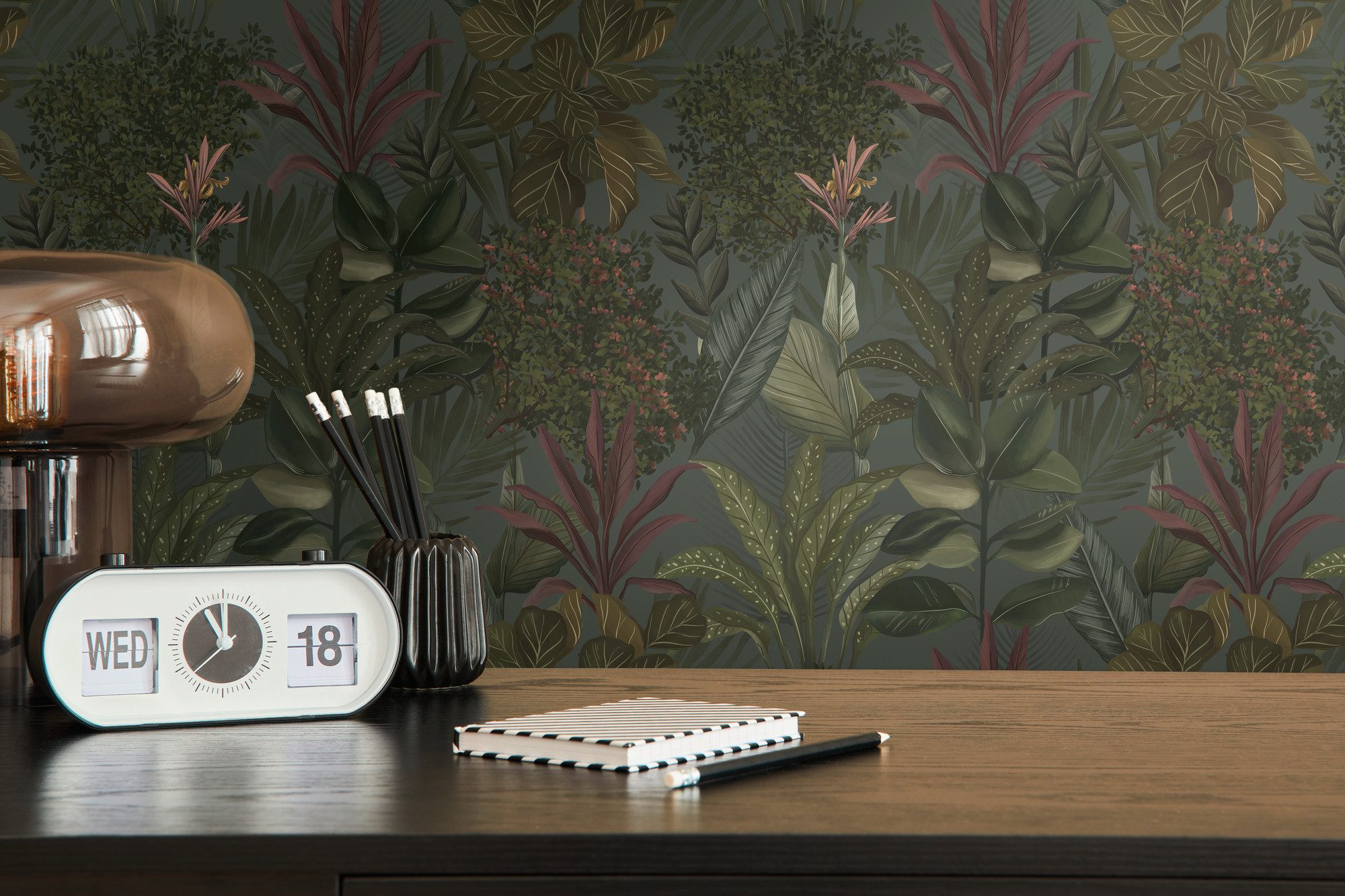 living walls Vliestapete Drawn Into Nature Dschungel-Tapete Mustertapete, strukturiert, matt, (1 St), Vliestapete Dschungel für Schlafzimmer Küche Wohnzimmer Dschungel Flur