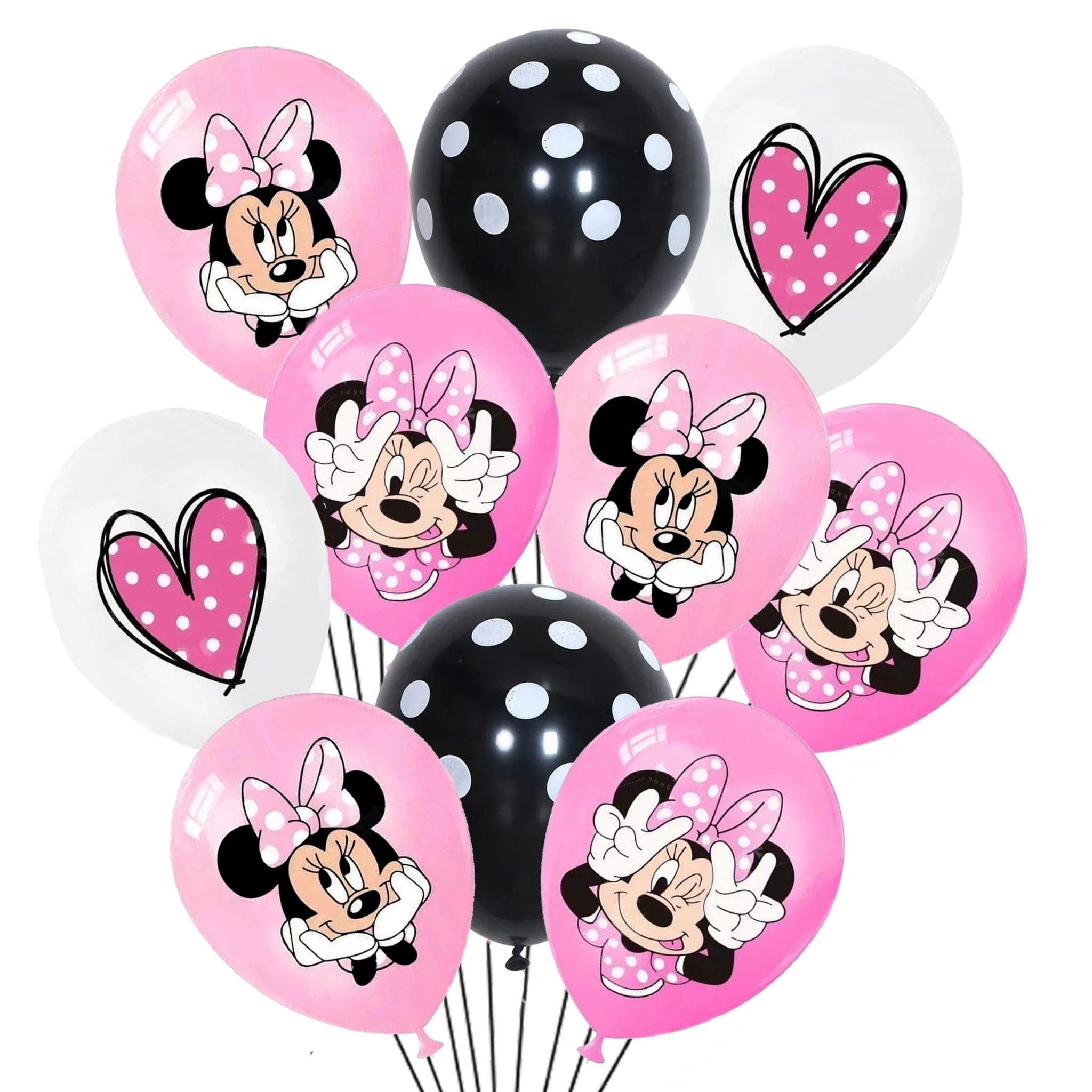 Festivalartikel Luftballon Minnie Mouse LUFTBALLONS GEBURTSTAG LUFTBALLON SET 10 Stk