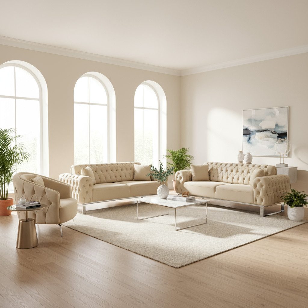 Palms-Store Sofa Set Jumeirah 3-Sitzer+2-Sitzer+Sessel in Samtstoff, Spar-S günstig online kaufen