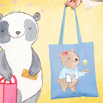 Mr. & Mrs. Panda Tragetasche Restaurantfachfrau Herz - Sky Blue - Geschenk, Einkaufstasche, Beutel (1-tlg), Lange Tragegriffe