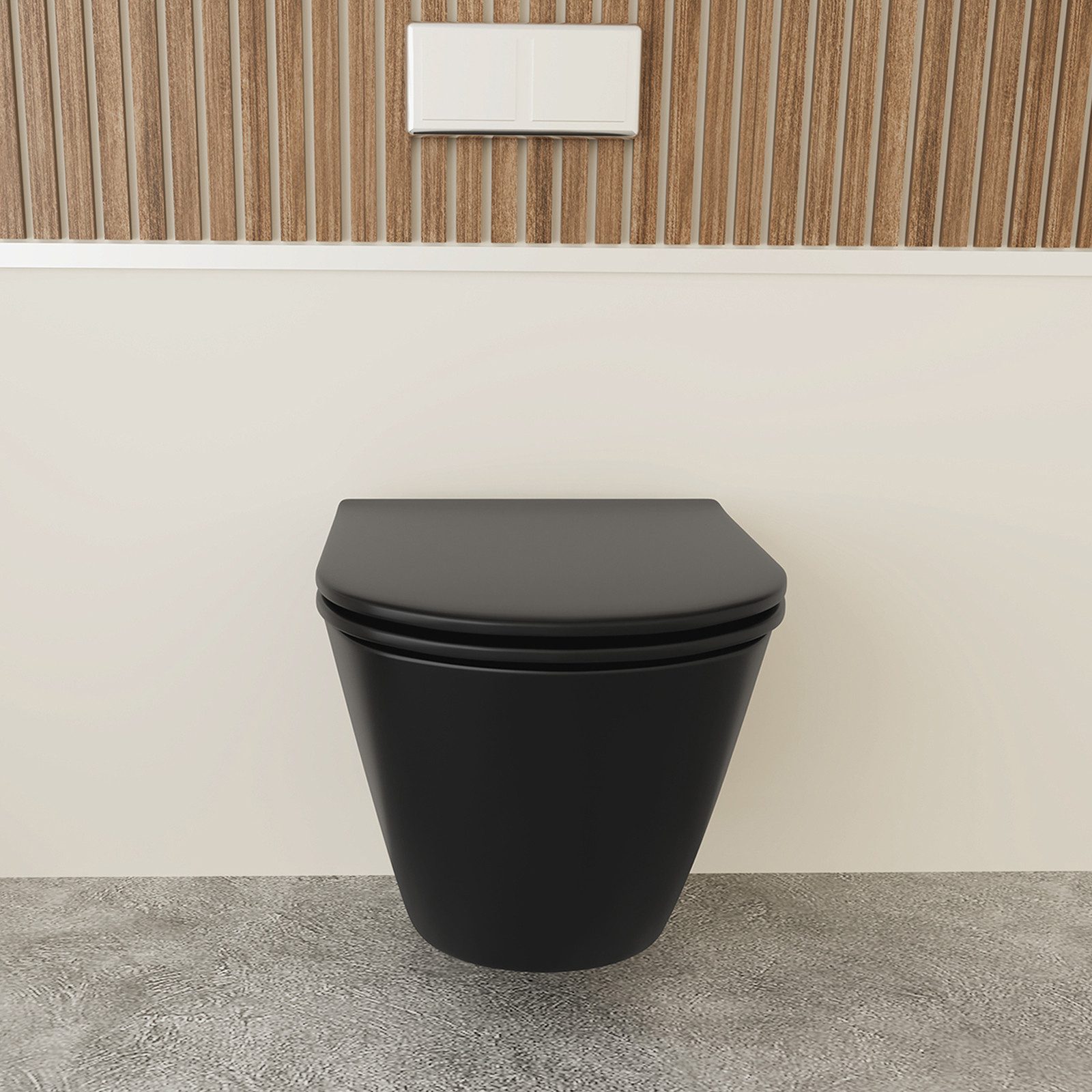 Alpenberger WC-Komplettset Spülrandloses WC – Toilette mit WC Deckel mit Absenkautomatik Schwarz, wandmontage, (Kloschüssel mit WC Sitz Schwarzes Klo), Hänge WC Schwarz Matt für Bad und Gäste WC