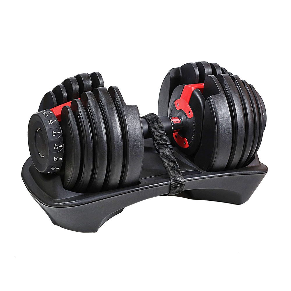 HMS Kurzhantel Verstellhantel Fitnesshantel Krafttraining, (Spar-Set, 42 cm lang verstellbar), verstellbar 2,2-23,8 kg, Ablage, rutschfester Griff