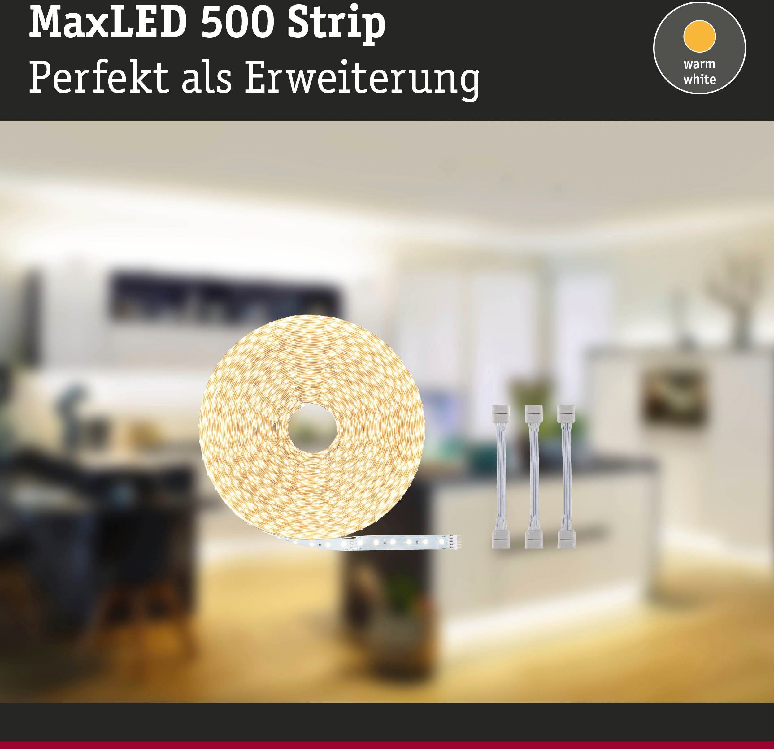 Paulmann LED-Streifen MaxLED 500 Einzelstripe 72W inkl. 550lm/m, Warmweiße Adapterkabel 1-flammig, 20m unbeschichtet
