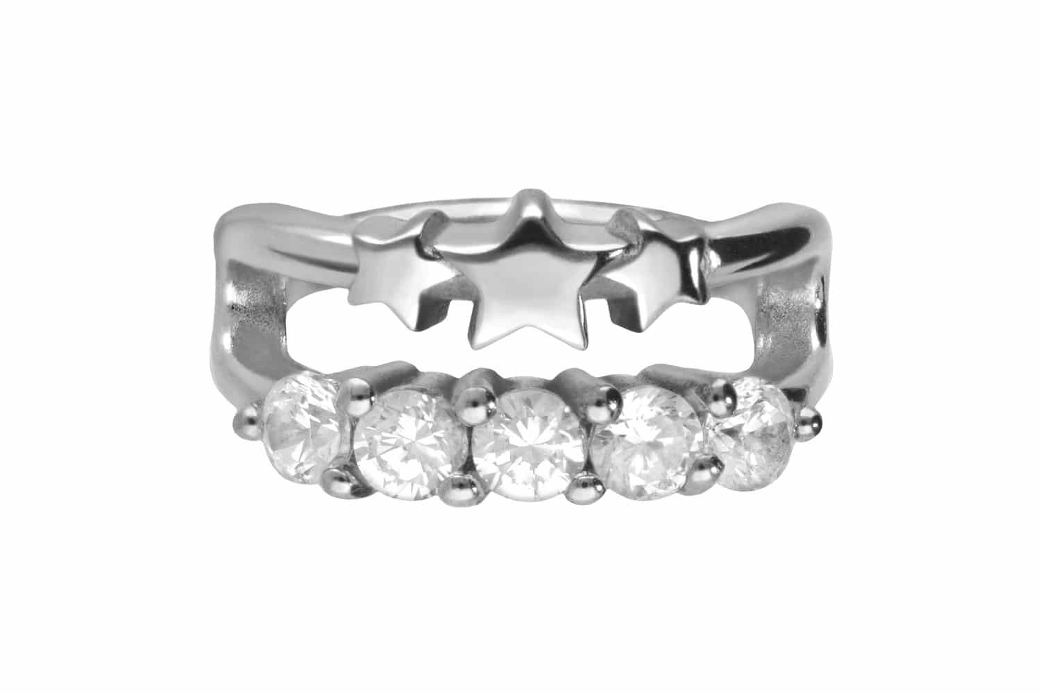 Piercing-Set Chirurgenstahl Segmentring Clicker DOPPELRING + STERNE + KRISTALLE