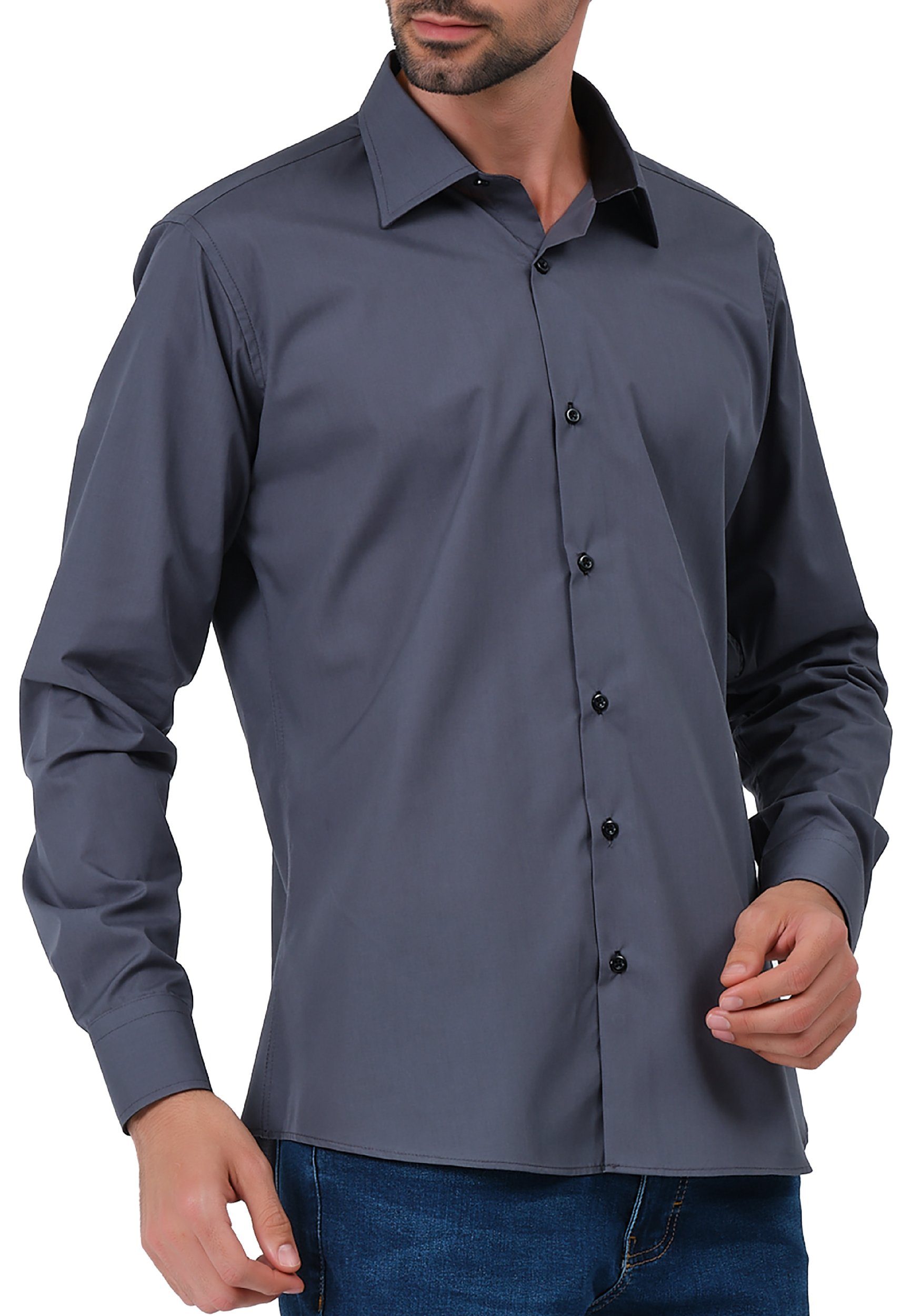 JEEL Langarmhemd Herren Hemd Langarm (1-tlg) Slim Fit – Bild 3 von 5