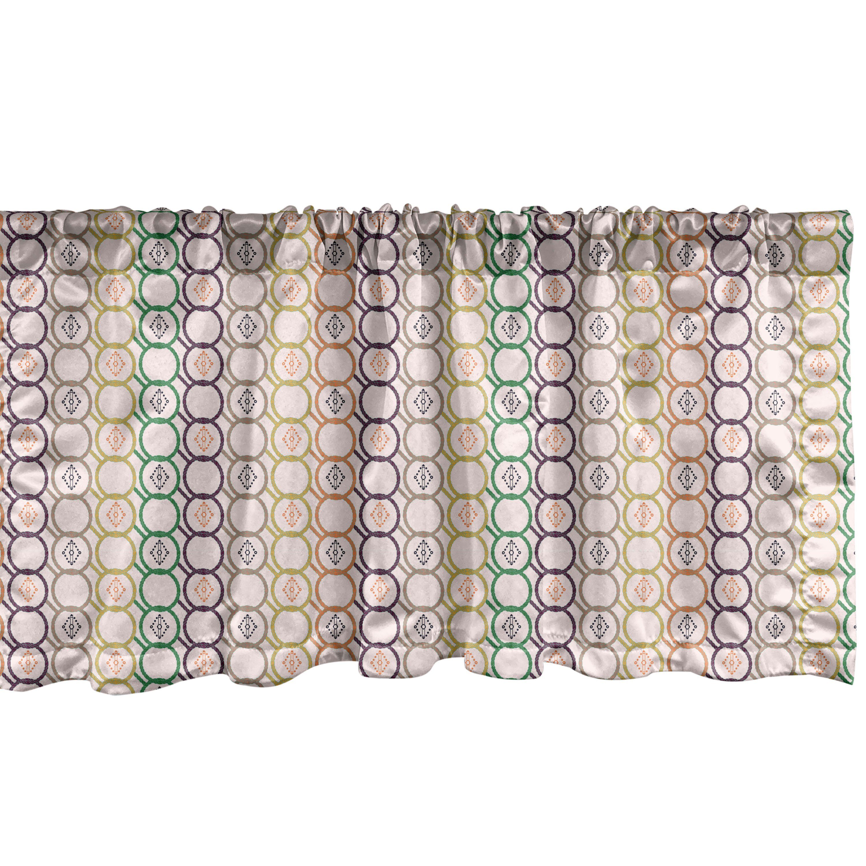 Scheibengardine Vorhang Volant für Küche Schlafzimmer Dekor mit Stangentasche, Abakuhaus, Microfaser, Geometrisch Horizontal Gekettelte