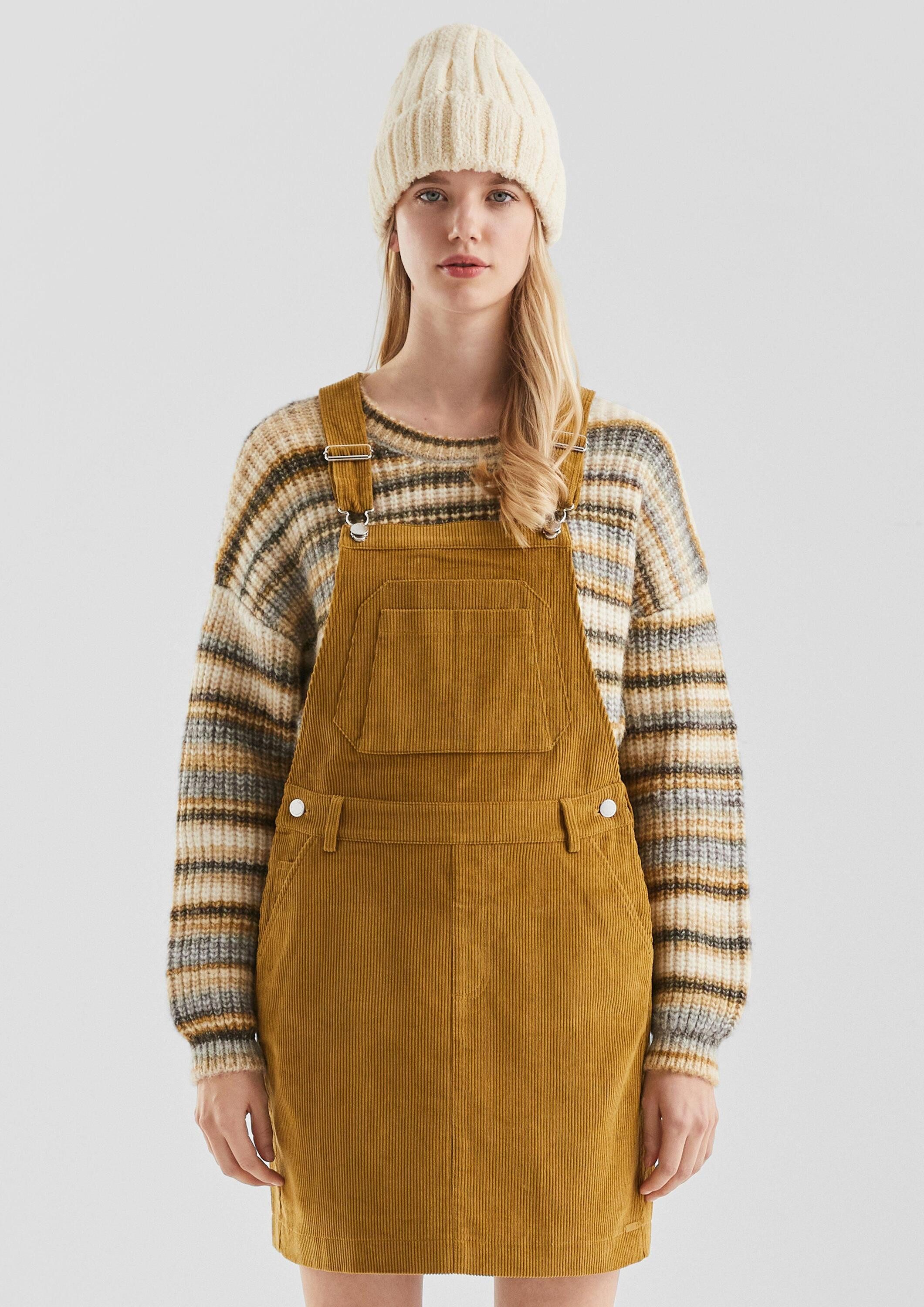 QS Minikleid Kleid Mini-Latzkleid aus Cord