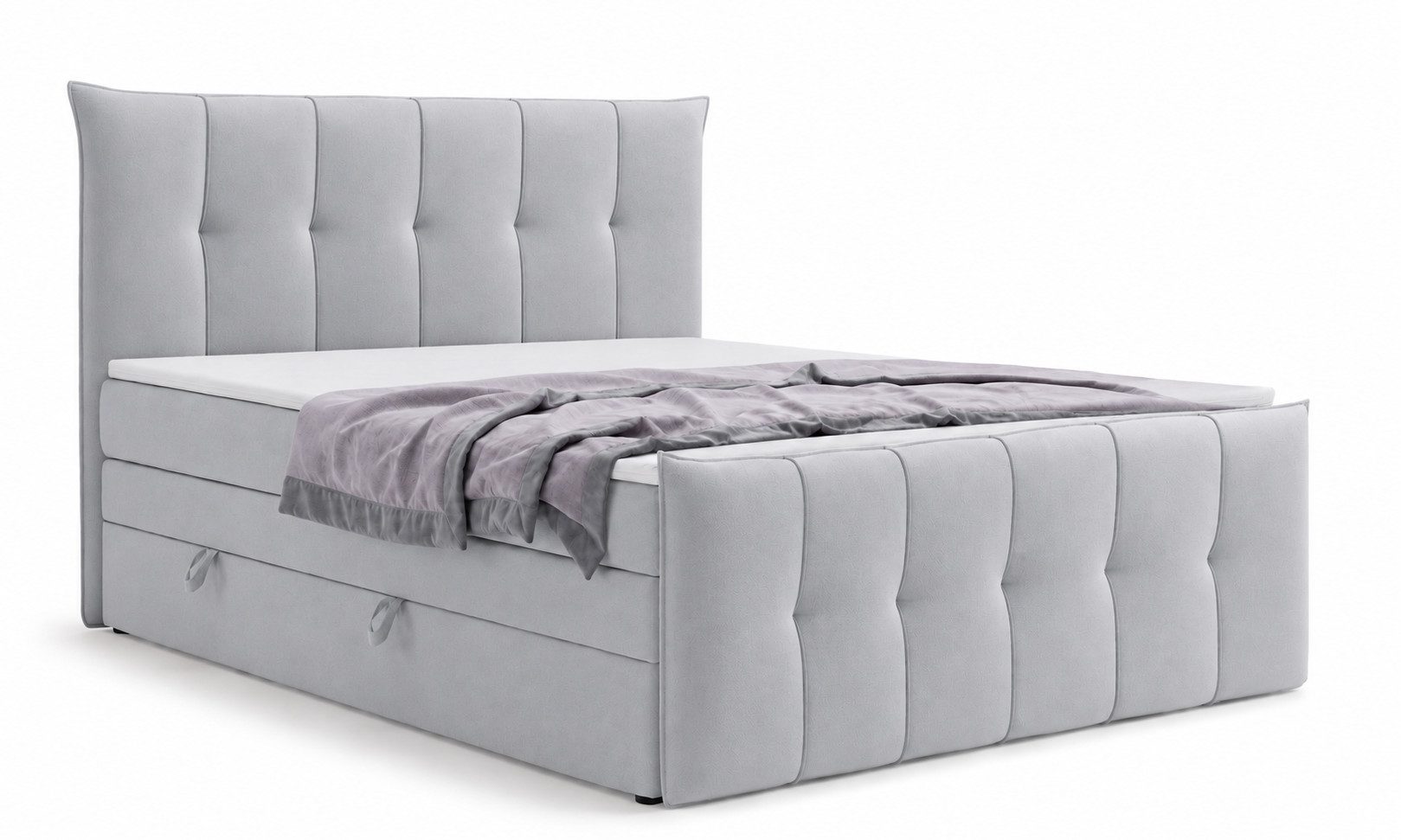 Labett Boxspringbett mit Bettkasten, Doppelmatratze PREMIUM 11 KING 160x200 180x200 200x200 (2 Bettkästen, Topper), Bonellfederkern- und Taschenfederkernmatratze