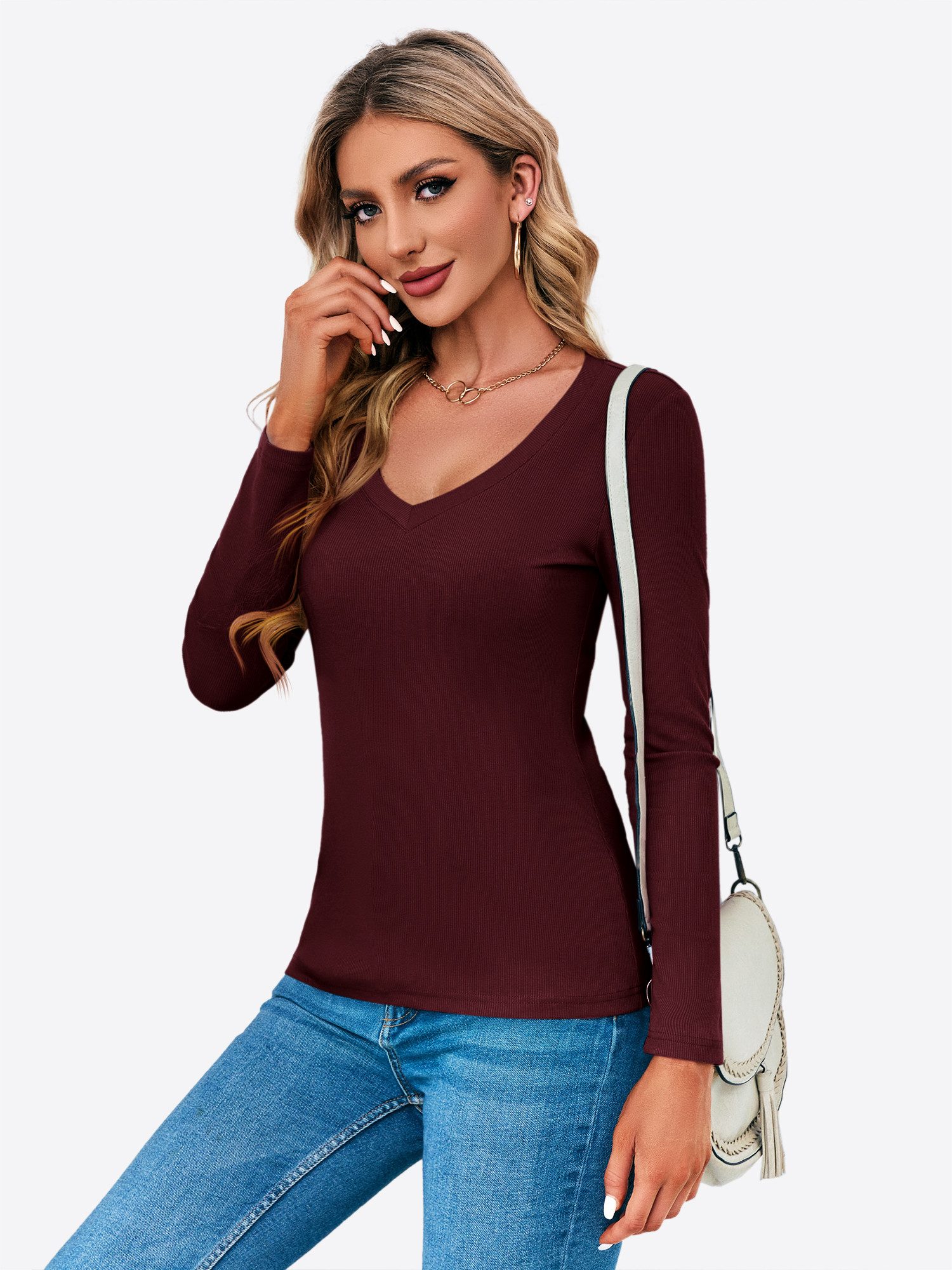 Imily Bela T-Shirt Damen Langärmliges Slim-Fit-Oberteil günstig online kaufen
