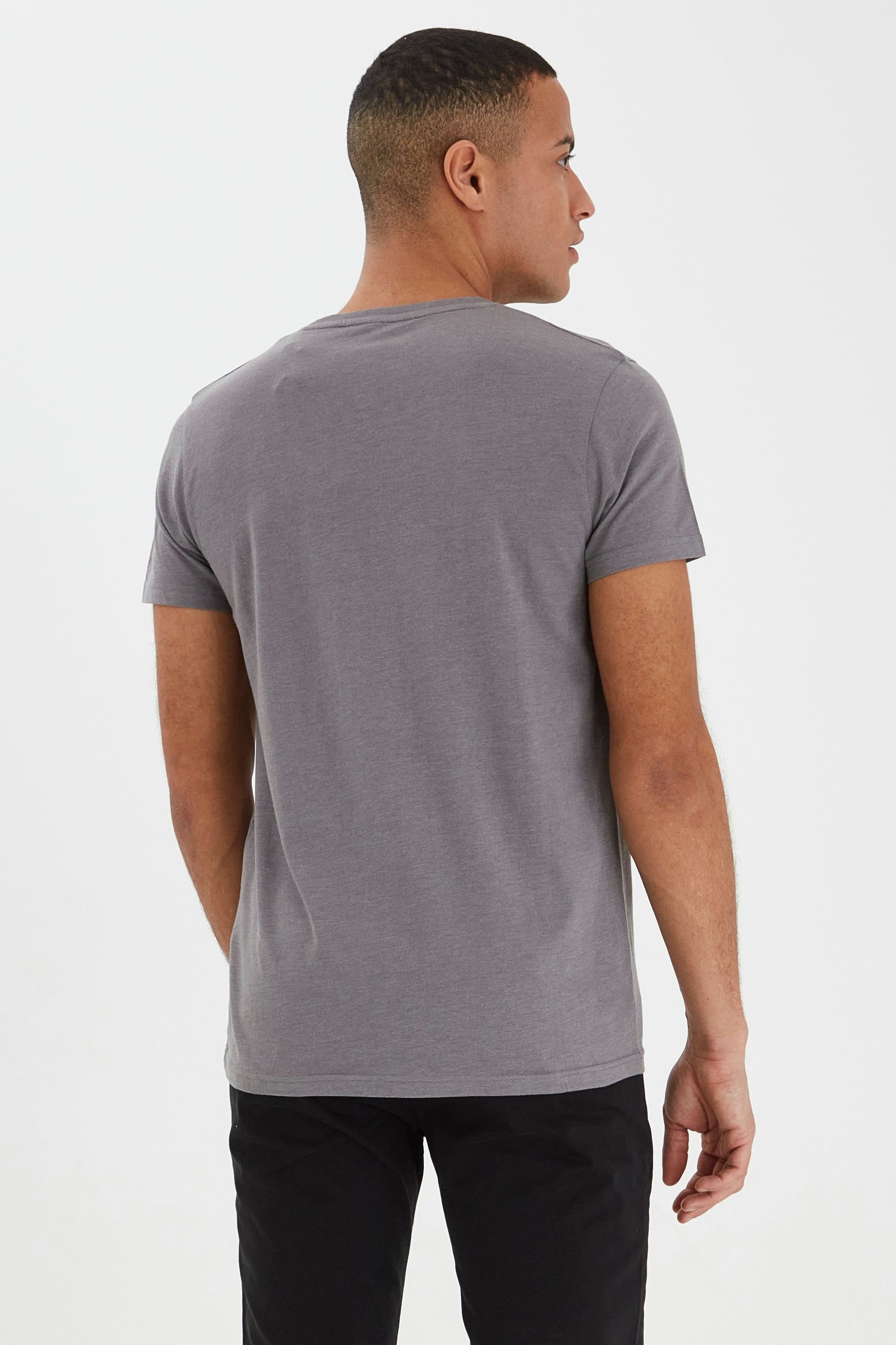 Grey T-Shirt Rundhalsausschnitt T-Shirt !Solid (1840051) Melange mit SDConni