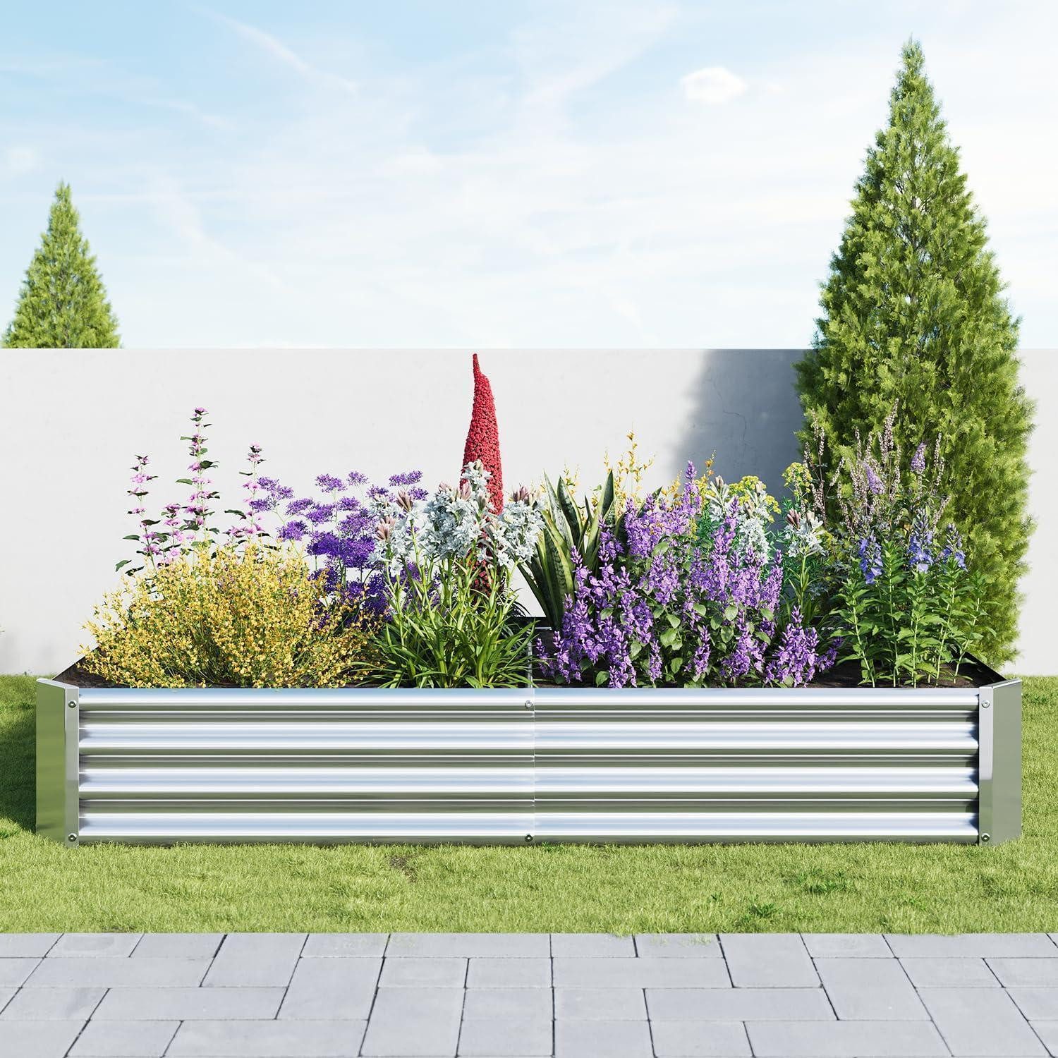 LuxusKollektion Hochbeet Hochbeet Metall Verzinkt 180x90x30cm Silber (1 St)