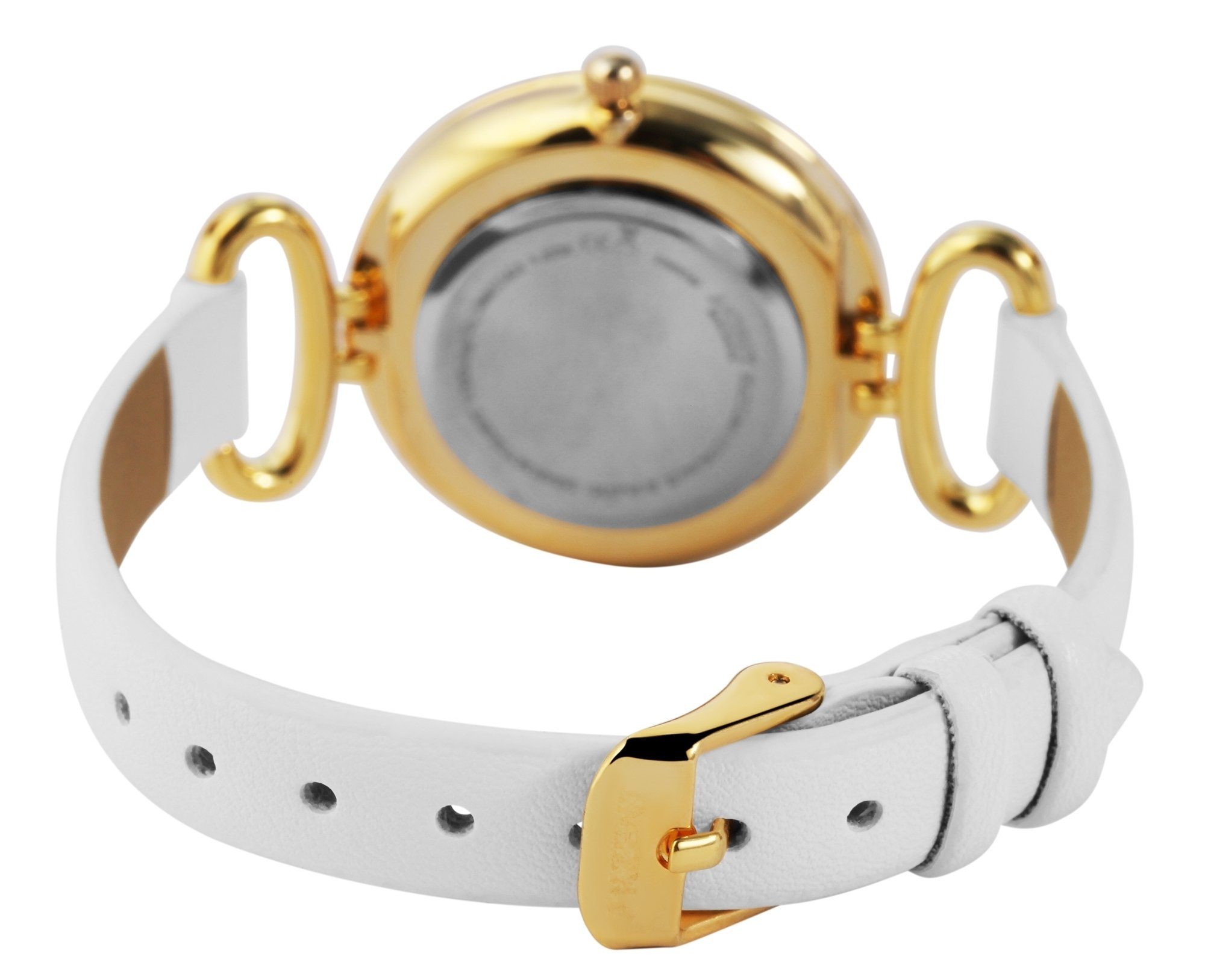 Quarzuhr Damen Lederimitationsband Armbanduhr mit Malika goldfarbig1 AKZENT