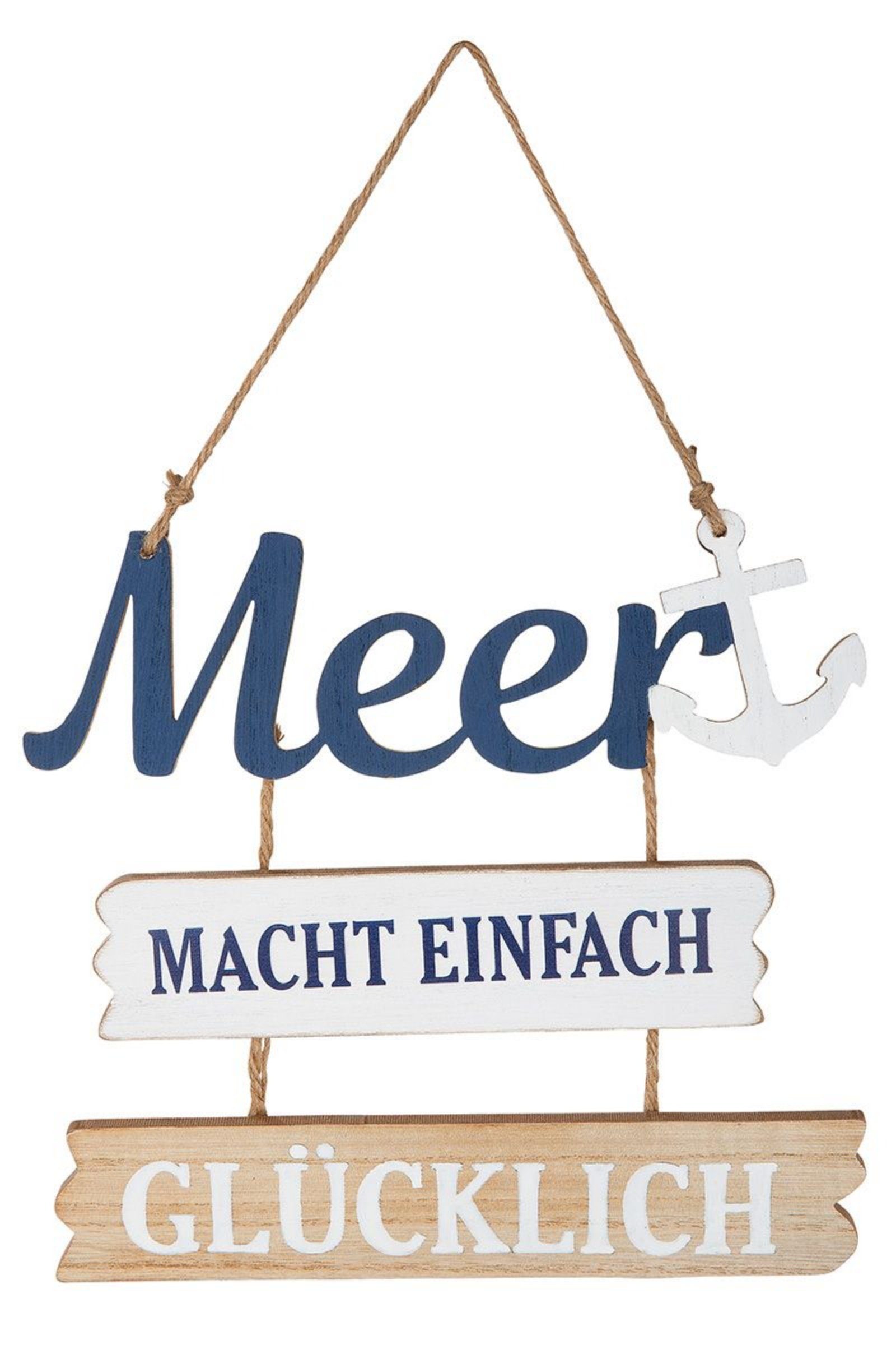 GILDE Wandbild, Garten, Maritimes Garten Holzplankenschild Modell MEER MACHT EINFACH G