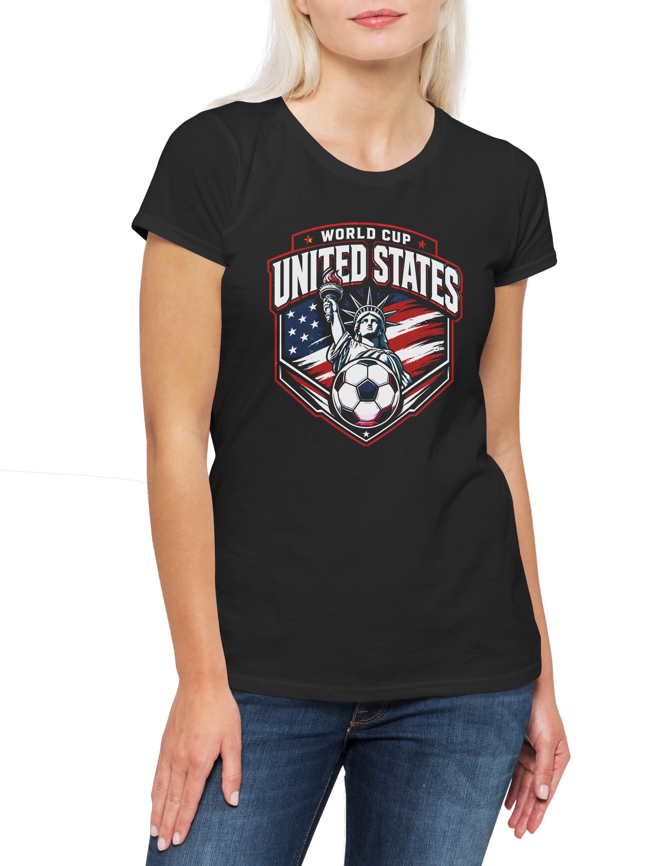 Urban Backwoods Print-Shirt Team USA 2 Damen T-Shirt America Stars Stripes Amerika Fußball WM (1-tlg) Soccer Football Turnier 2026