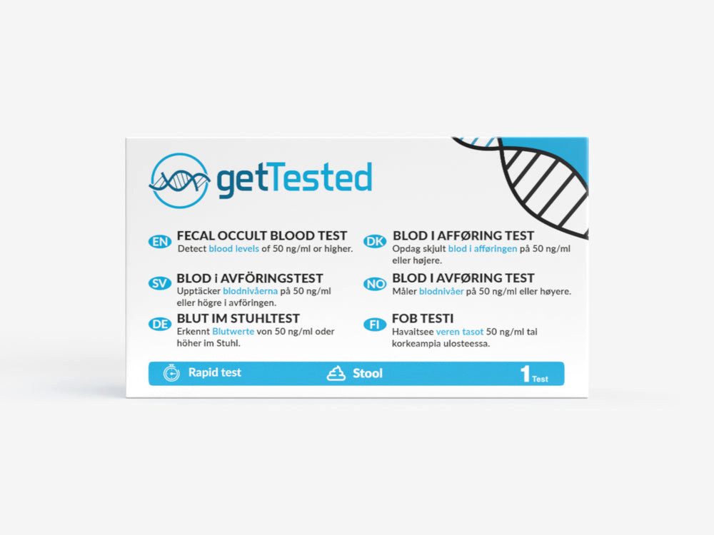 GetTested International AB Darmparasiten-Test Test auf okkultes Blut im Stuhl, 1 Messparameter, Testkit, 1-tlg., Stuhltest für zuhause, Stuhltest auf okkultes Blut