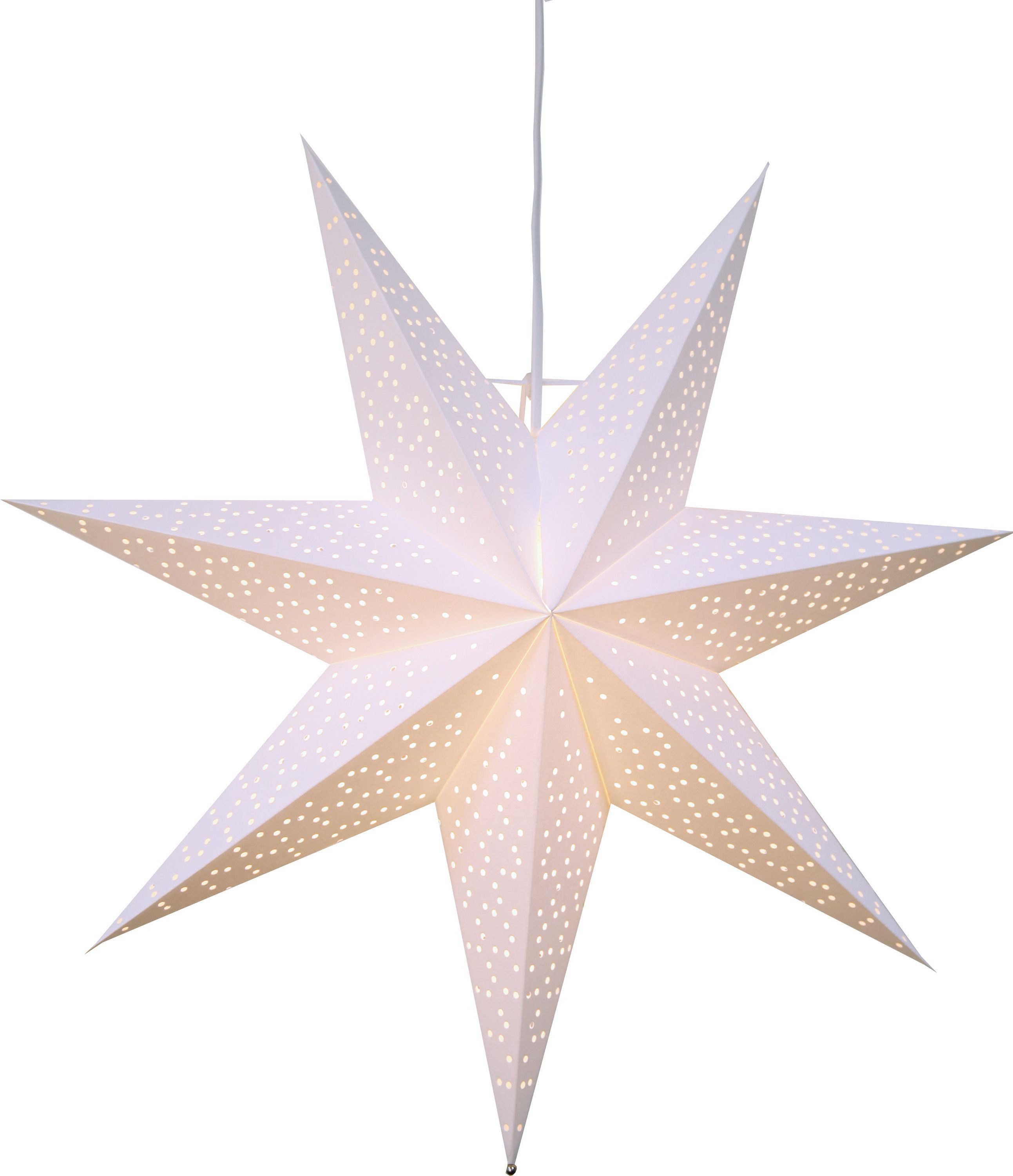 STAR TRADING Hängedekoration Weihnachtsstern Dot 3D Papierstern, Weiß, E14 Fassung, Ø 54 cm