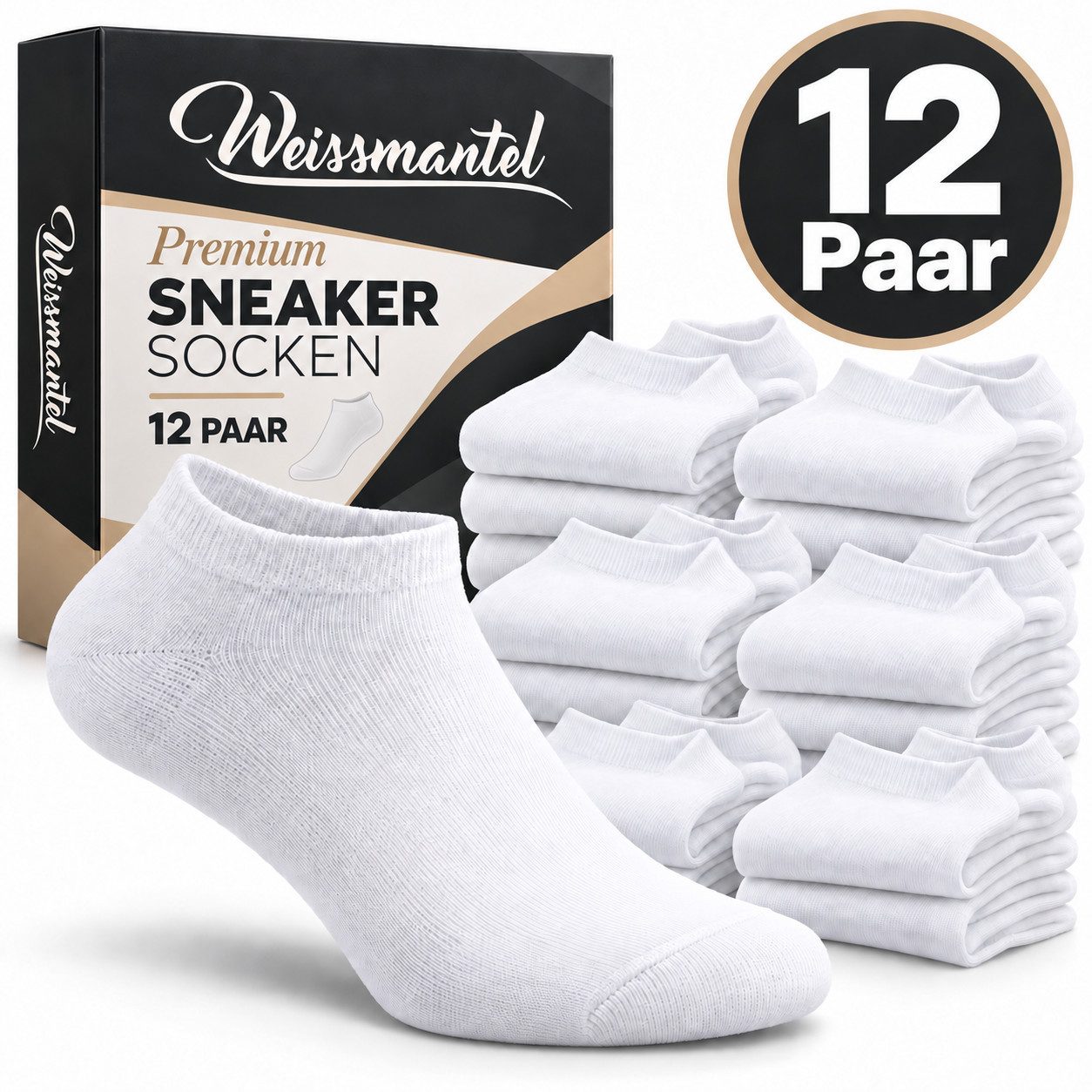 Weissmantel Sneakersocken Baumwolle Sneaker Socken Größen 39-42 und 43-46 Socken Damen & Herren (Sneakersocken Damen 39-42 43-46 - Sneaker Socken Herren 39-42 43-46, Komfort für Alltag & Sport - Socken Sneakers) Kurze Socken Männer - Sneakersocken Atmungsaktiv