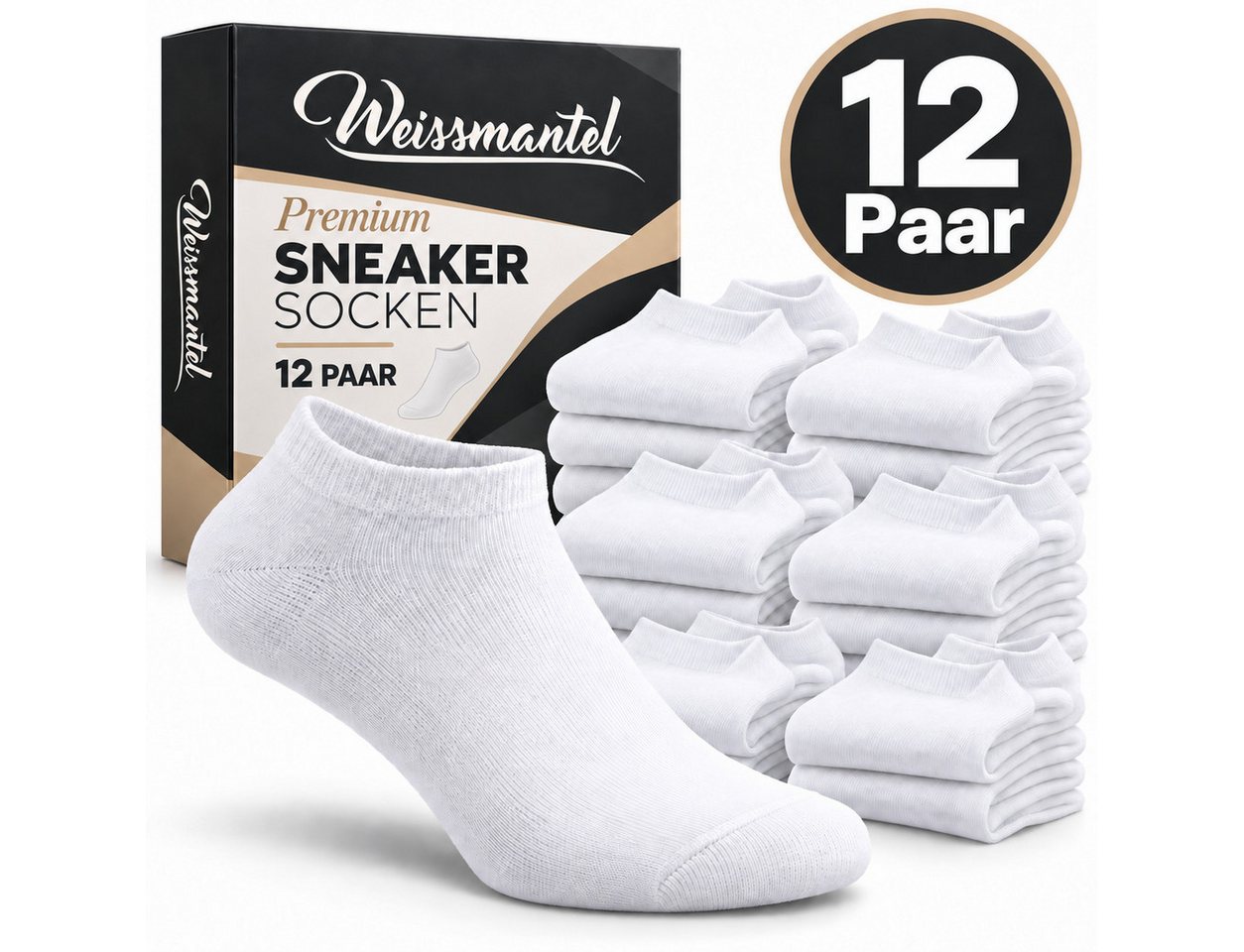 Weissmantel Sneakersocken Baumwolle Sneaker Socken Größen 39-42 und 43-46 Socken Damen & Herren (Sneakersocken Damen 39-42 43-46 - Sneaker Socken Herren 39-42 43-46, Komfort für Alltag & Sport - Socken Sneakers) Kurze Socken Männer - Sneakersocken Atmungsaktiv