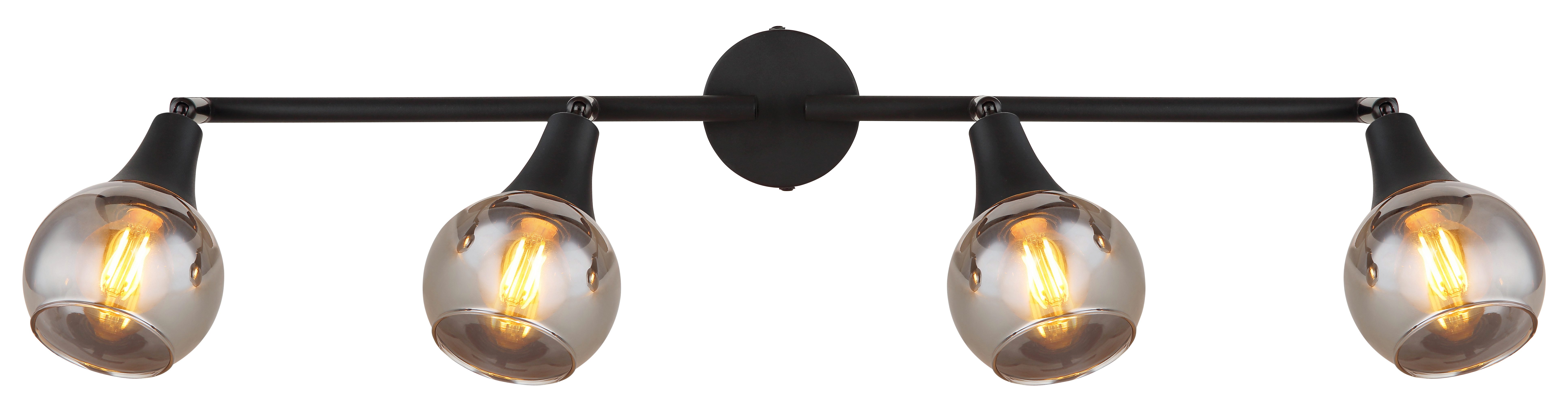 GLOBO LIGHTING Deckenstrahler GLYPTAR, ohne Leuchtmittel, Deckenspot/schwarz/Glas rauchfarben/Wohnzimmer/Flur