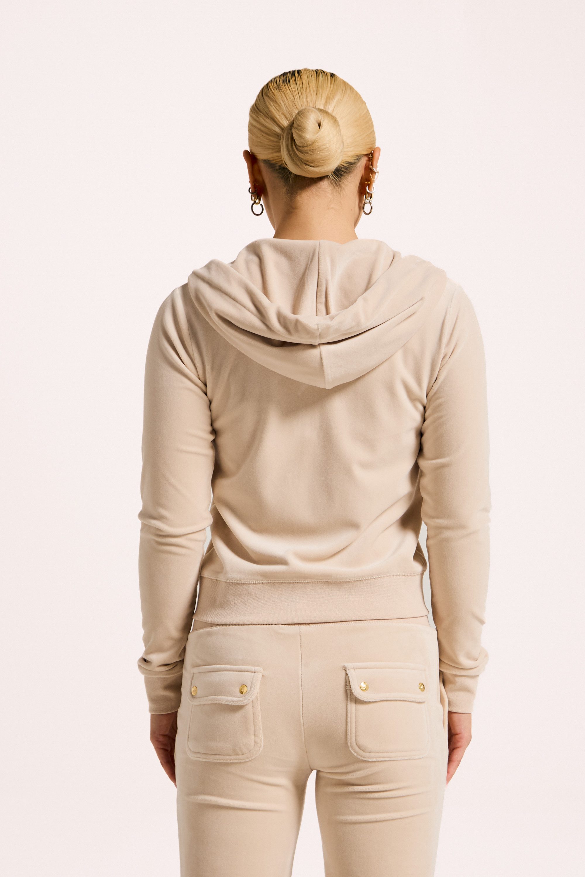 Juicy Couture Kapuzennickijacke ROBERTSON HOODIE GOLD _ Damen Trainingsjacke Damen, Sweatjacke mit Kapuze, Velour, mit Glitzer, Sale