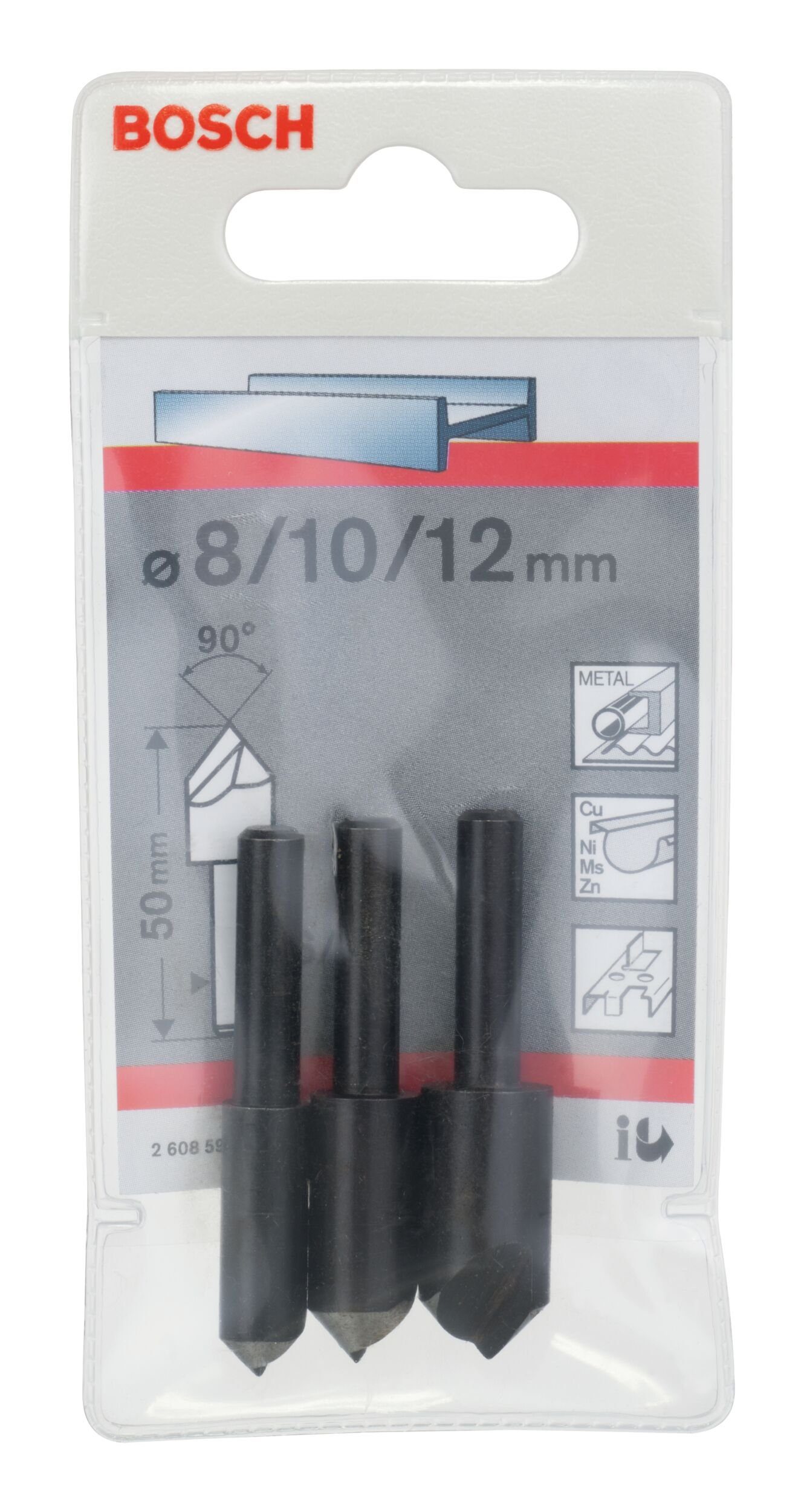 Bosch Accessories BOSCH Metallbohrer, Kegelsenker-Set - 8, 10, 12 x 50 mm - 3-teilig