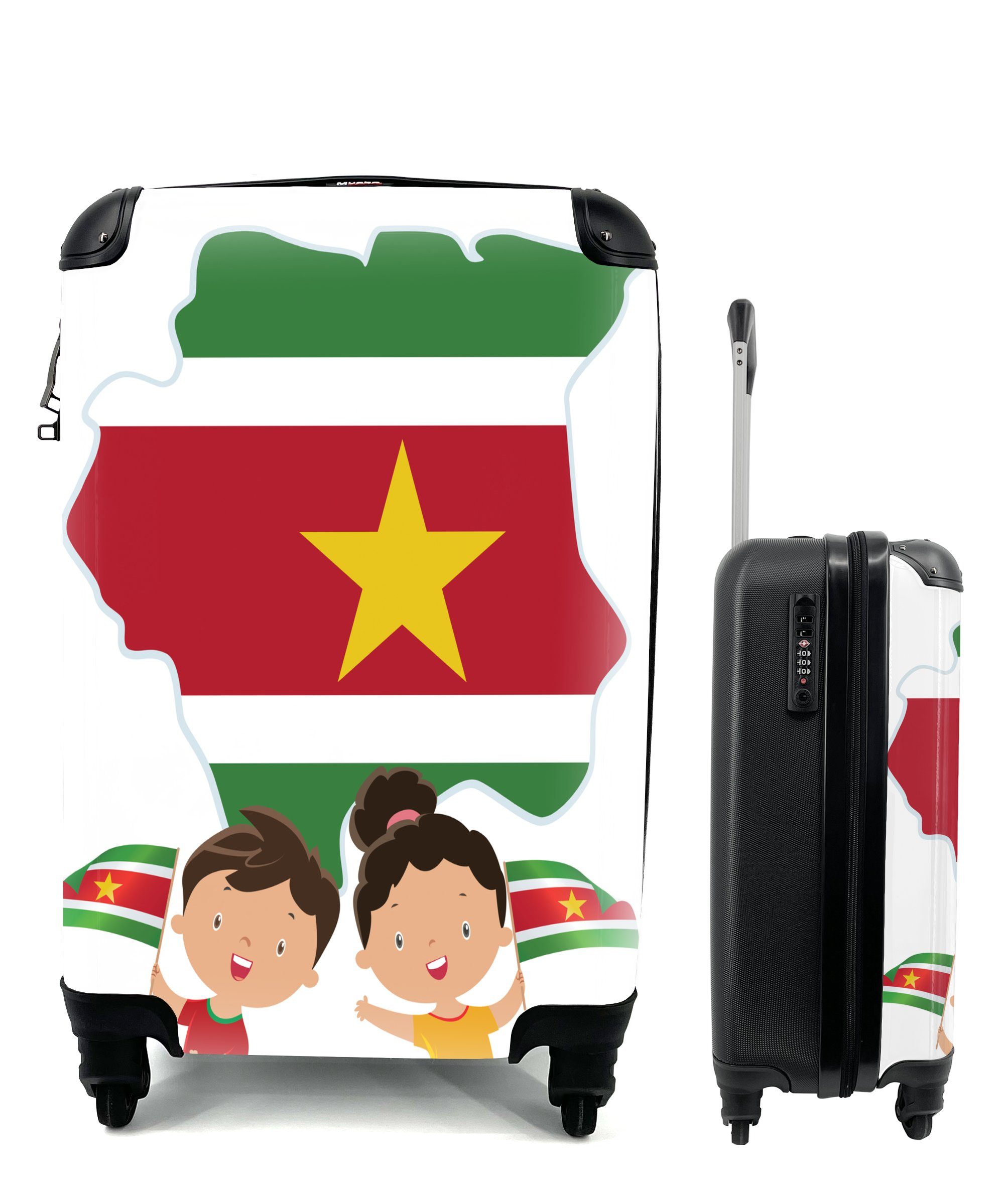 MuchoWow Handgepäckkoffer Die surinamische Flagge zur Veranschaulichung, 4 Rollen, Reisetasche mit rollen, Handgepäck für Ferien, Trolley, Reisekoffer