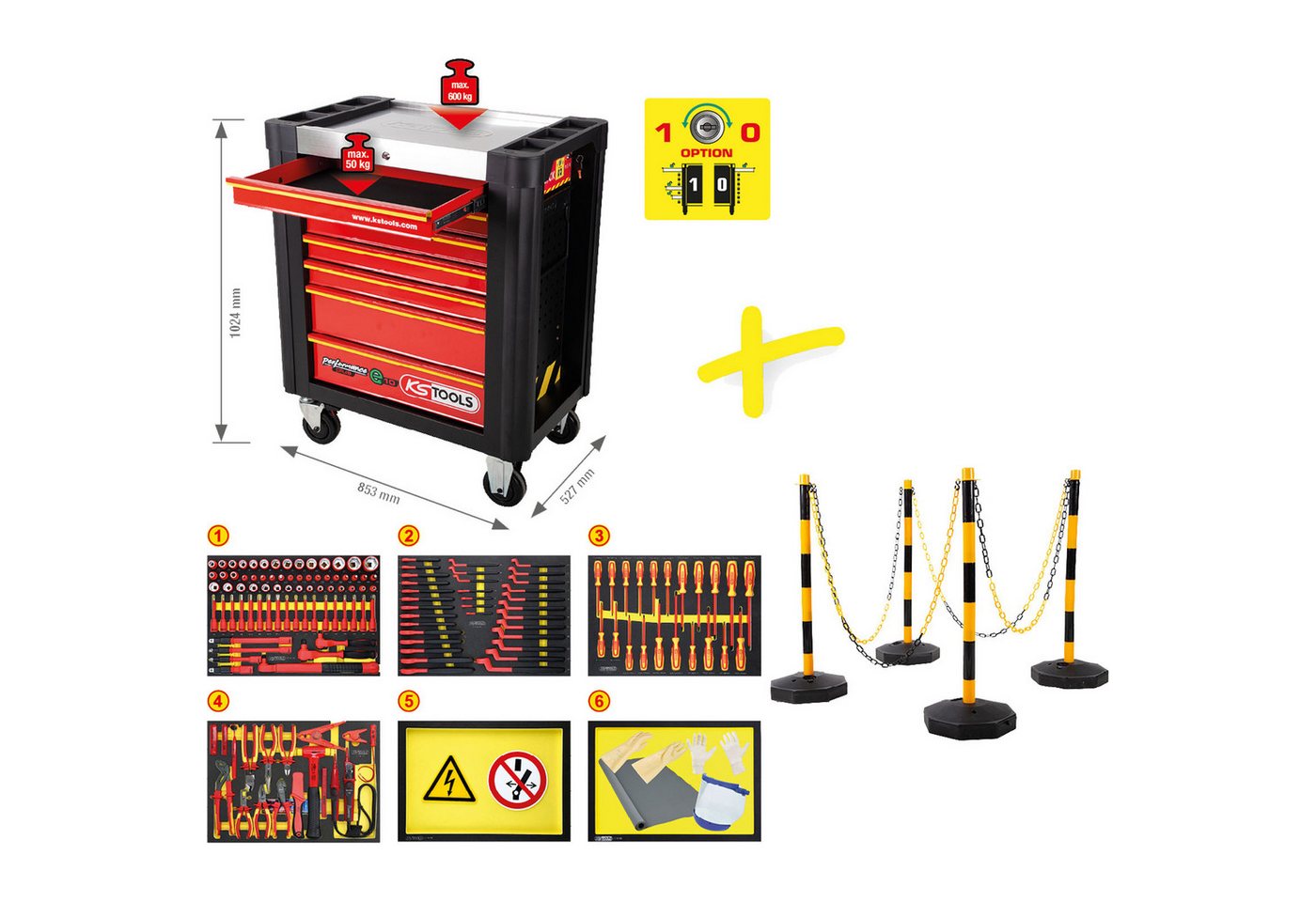 Thumbnail - KS Tools Elektro-Installationszange KS TOOLS PERFORMANCEplus Werkstattwagen e10 mit 164 isolierten We...