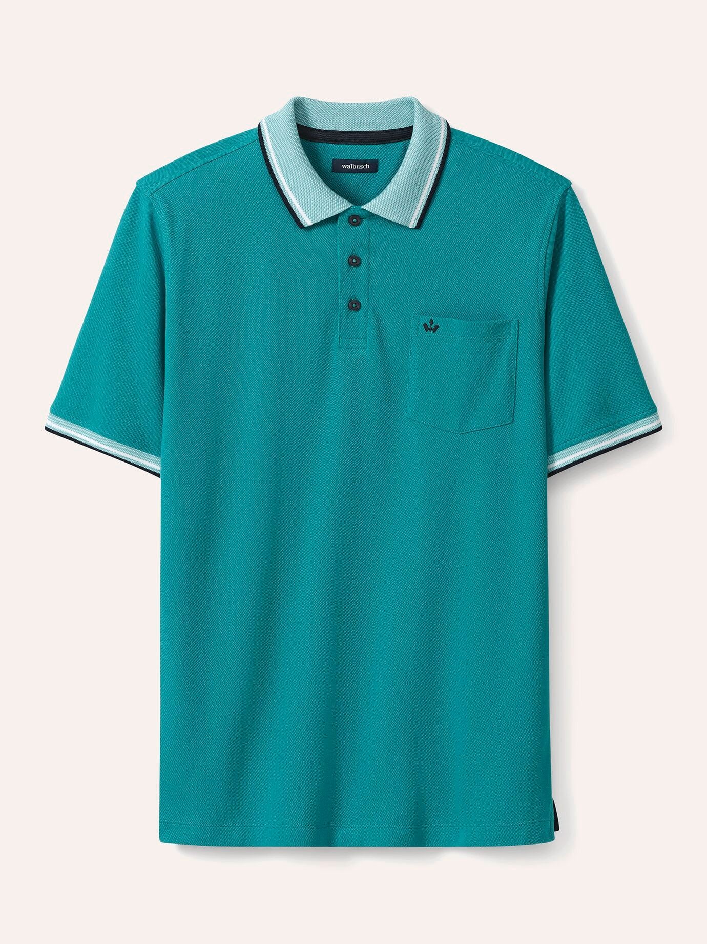 Walbusch Poloshirt Herren Pique-Polo Hitzefrei Kurzarm luftiger Piqué Baumwoll-Polo, 3-Knopf, Brusttasche, pflegeleicht
