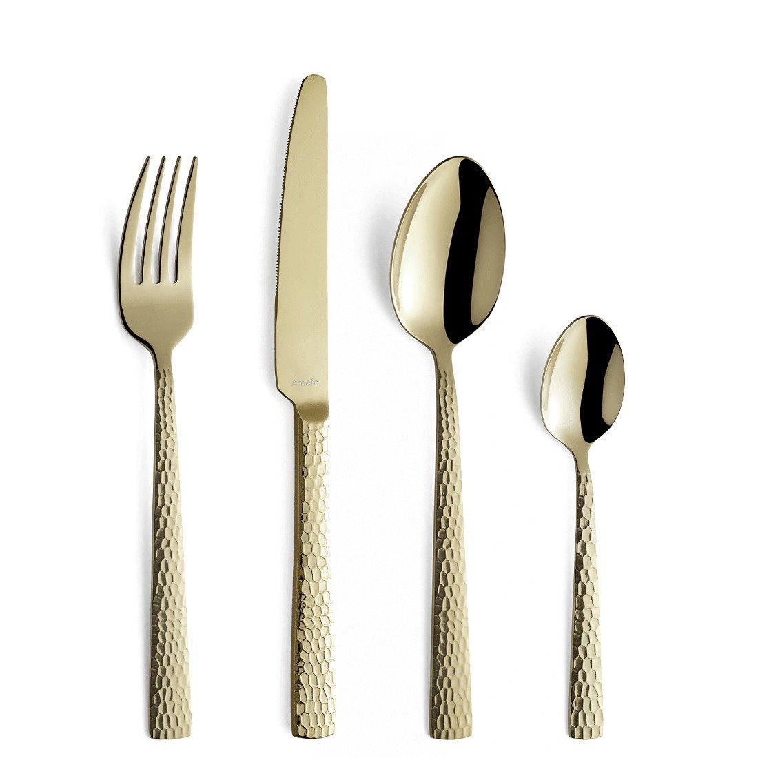 Amefa Besteck-Set FELICITY (24-tlg), 6 Personen, Edelstahl Rostfrei 18/0, Handreinigung empfohlen, champagnerfarbender PVD Veredelung, gehämmert