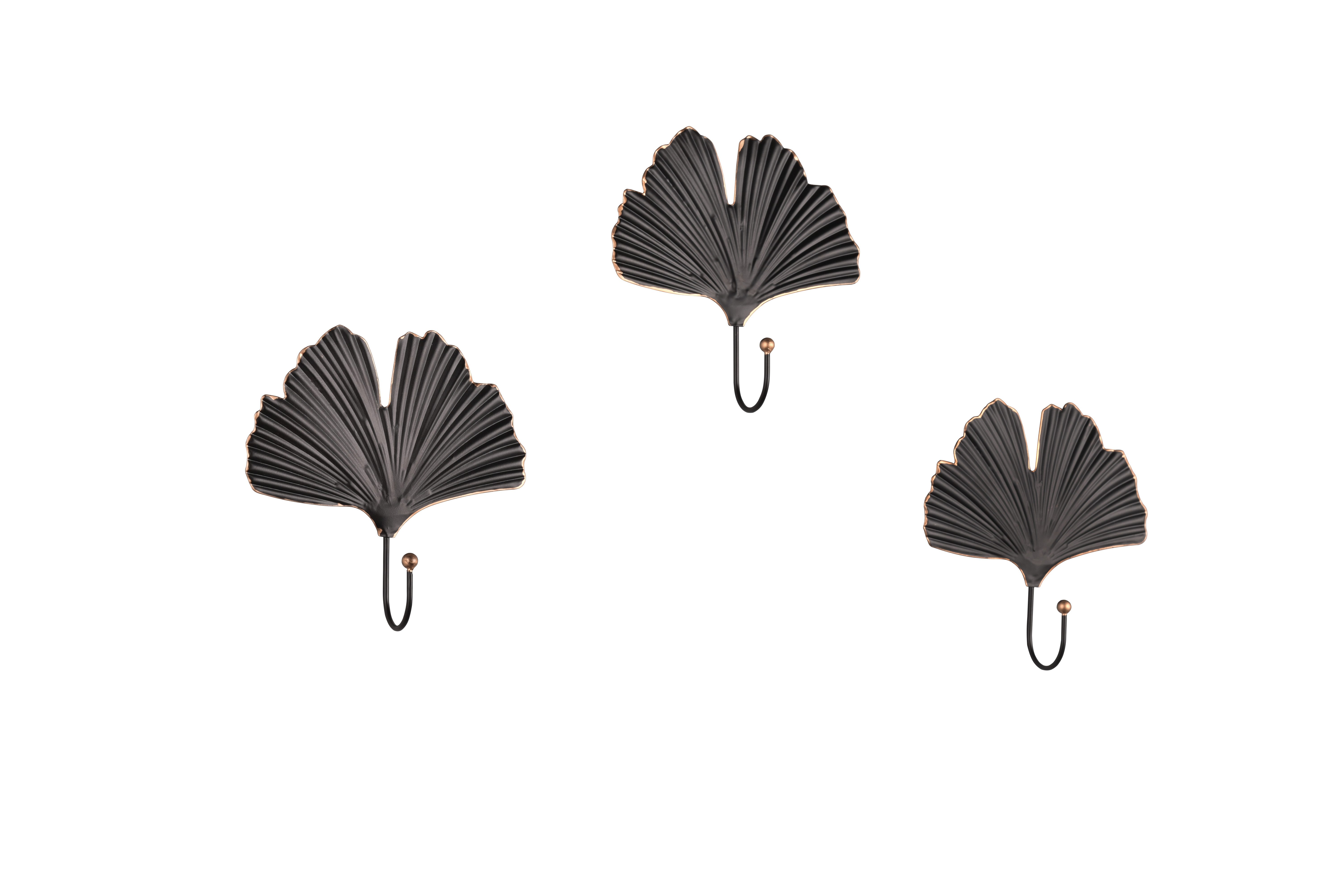 furnling Garderobenhaken Meran (3er Set), individuelle Positionierung möglich, 3 Haken, Gingko-Symbolik