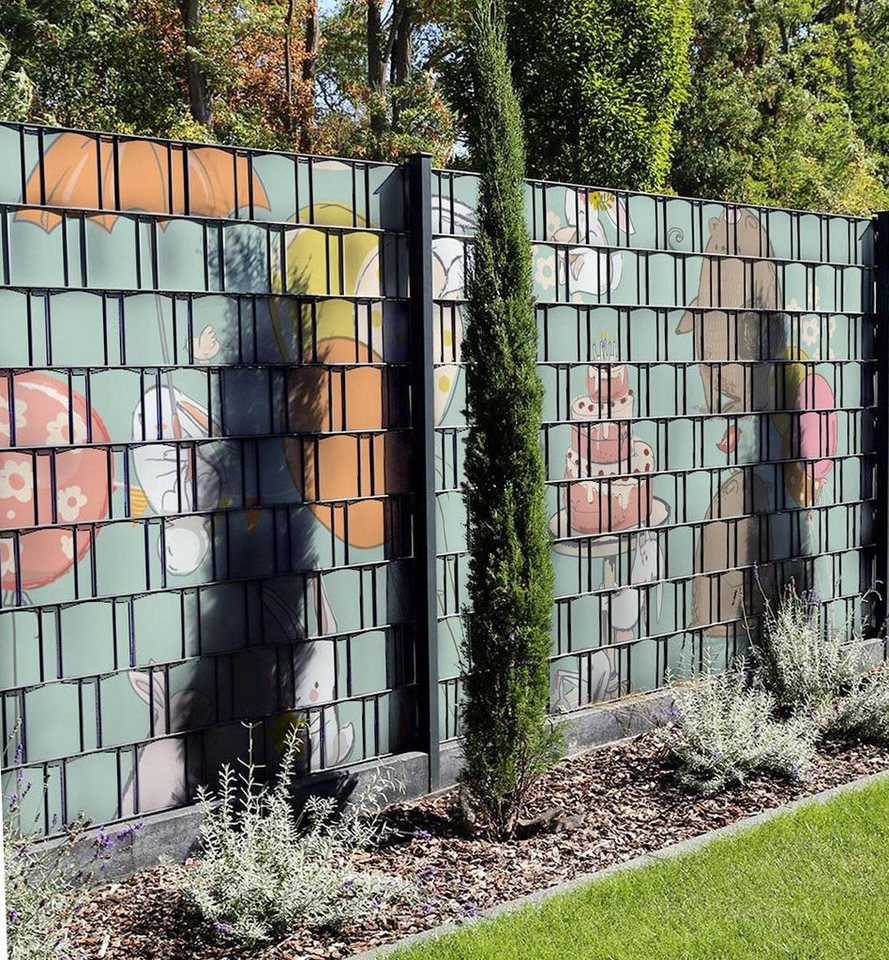 Thumbnail - MyMaxxi Sichtschutzstreifen Sichtschutzstreifen Hasenparty Sichtschutz Garten Zaun