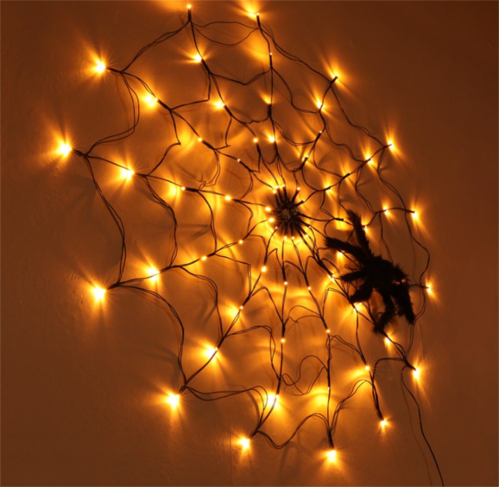 Oneid Lichterkette Halloween dekoSpinnennetz Lichter-Lichterketten Warmweiß LED