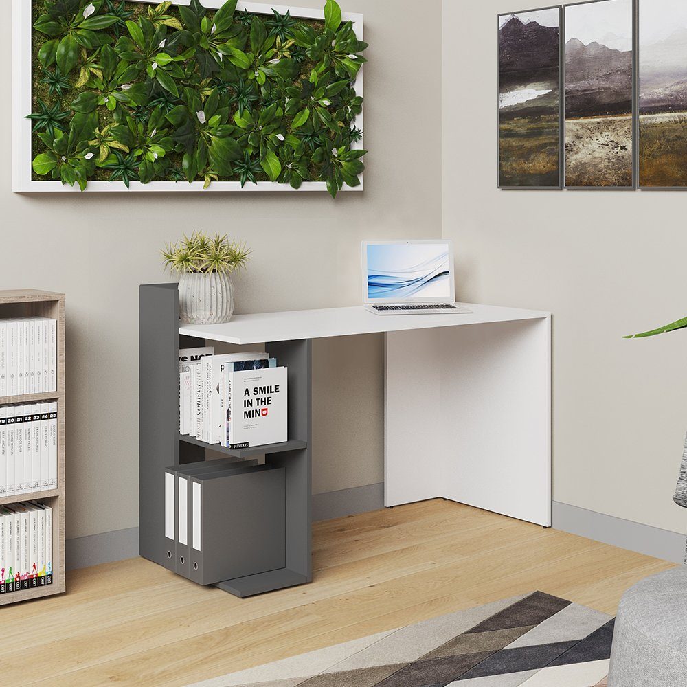 Vicco Schreibtisch Bürotisch Arbeitstisch PC-Tisch THEO Anthrazit Weiß