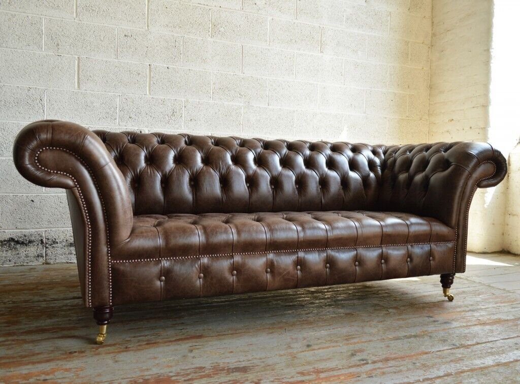 JVmoebel 3-Sitzer Chesterfield 3 Sofort 100% Sitzer Leder Klassischer Polster Sofas