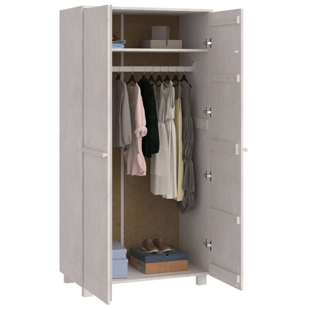vidaXL Kleiderschrank aus Kiefernholz in Weiß mit 2 Türen und einem Einlegeboden (LxBxH: 50x89x180 cm)