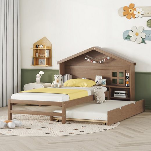 HAUSS SPLOE Holzbett 90*200cm hausförmiges Kopfteil - Einrichtungsbeispiel