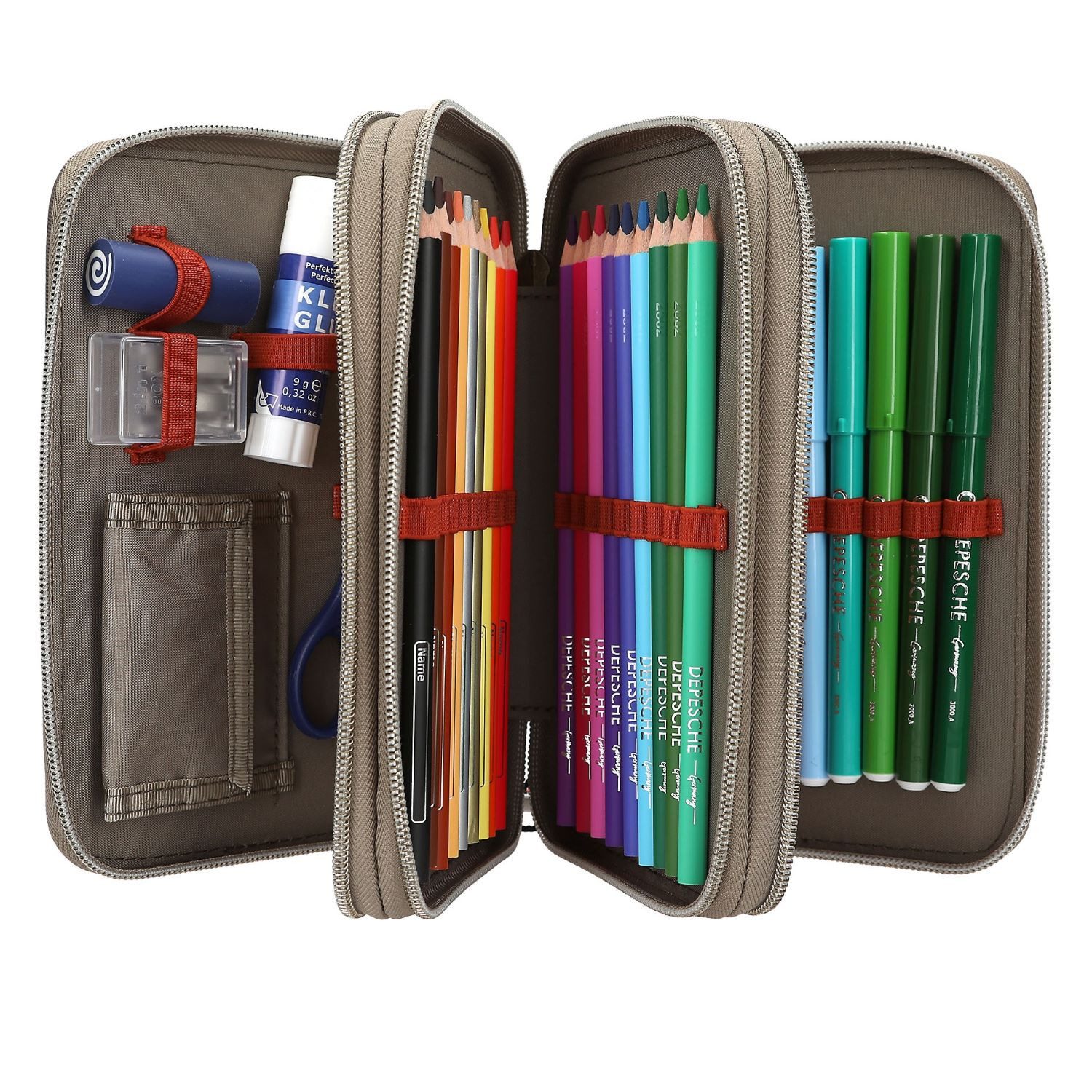 Depesche Federmäppchen Depesche Adventure World 3 Fach Federtasche LED PANTHER