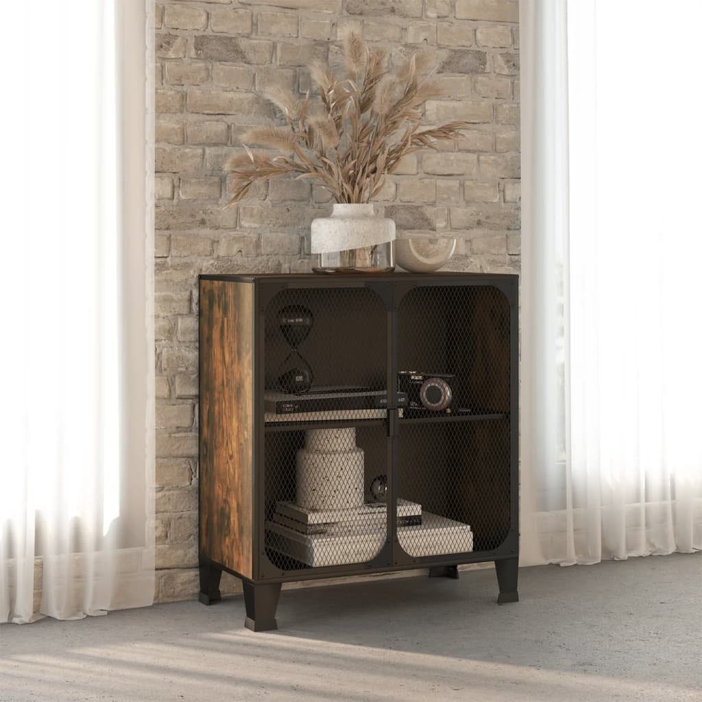 vidaXL Sideboard Aufbewahrungsschrank Rustikal Braun 72x36x82 cm Metall und MDF (1 St)